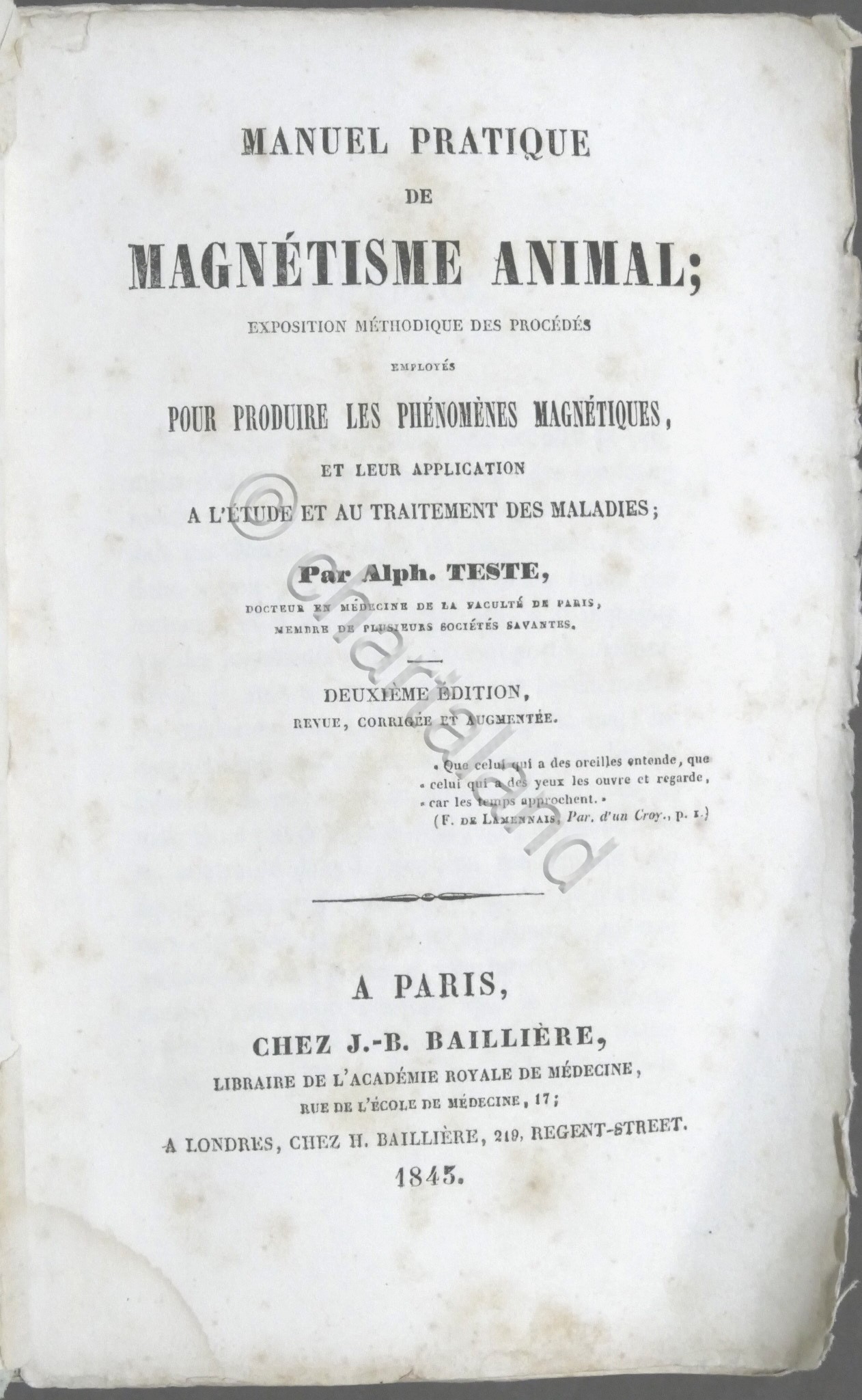 A. Teste - Manuel Pratique de Magnetisme Animal - ed. …