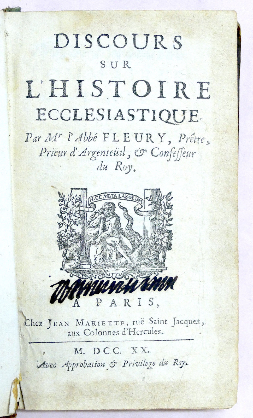 Abbé Fleury - Discours sur l'histoire ecclesiastique - 1720