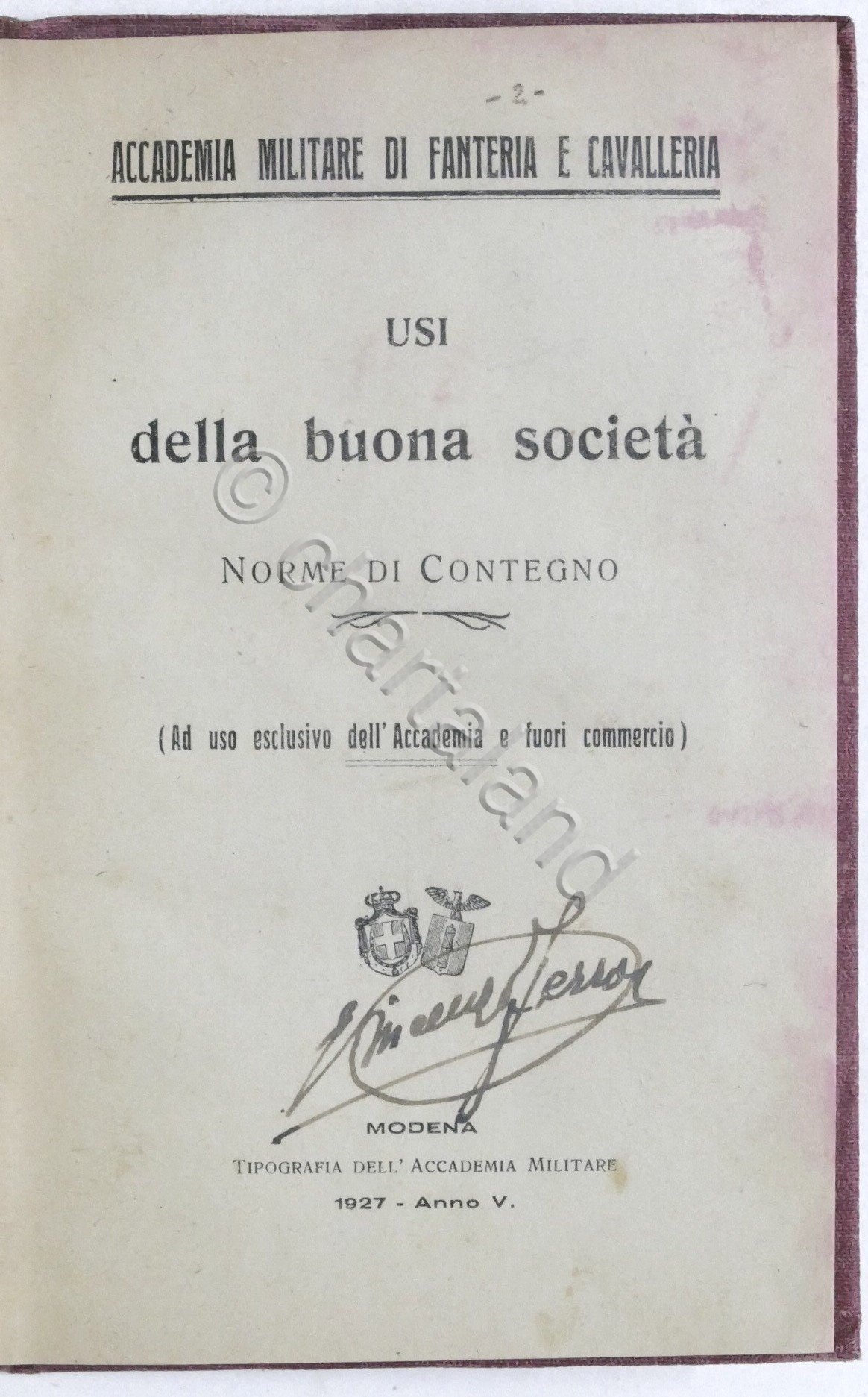 Accademia Militare di Fanteria e Cavalleria - Usi della buona …