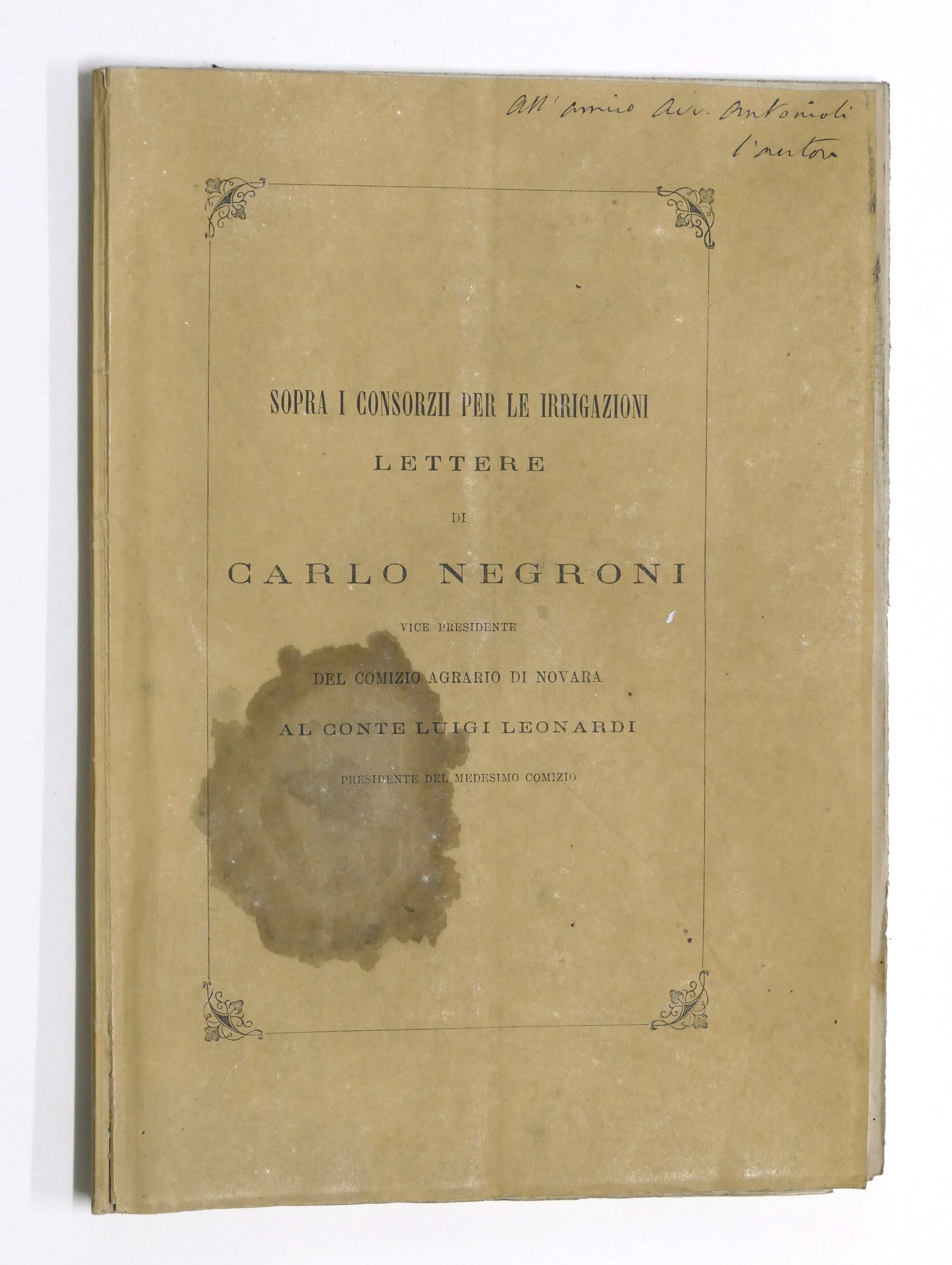 Agraria - Sopra i Consorzii per irrigazioni - Lettere di …