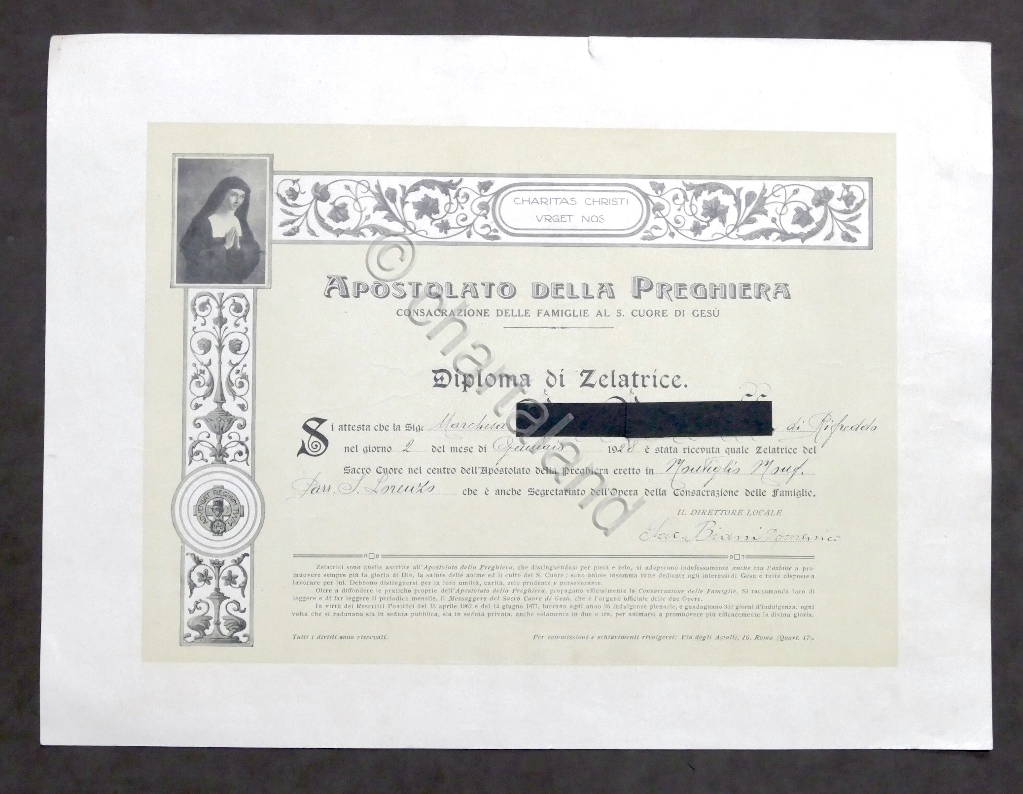 Apostolato della Preghiera - Diploma di Zelatrice - Montiglio Monferrato …