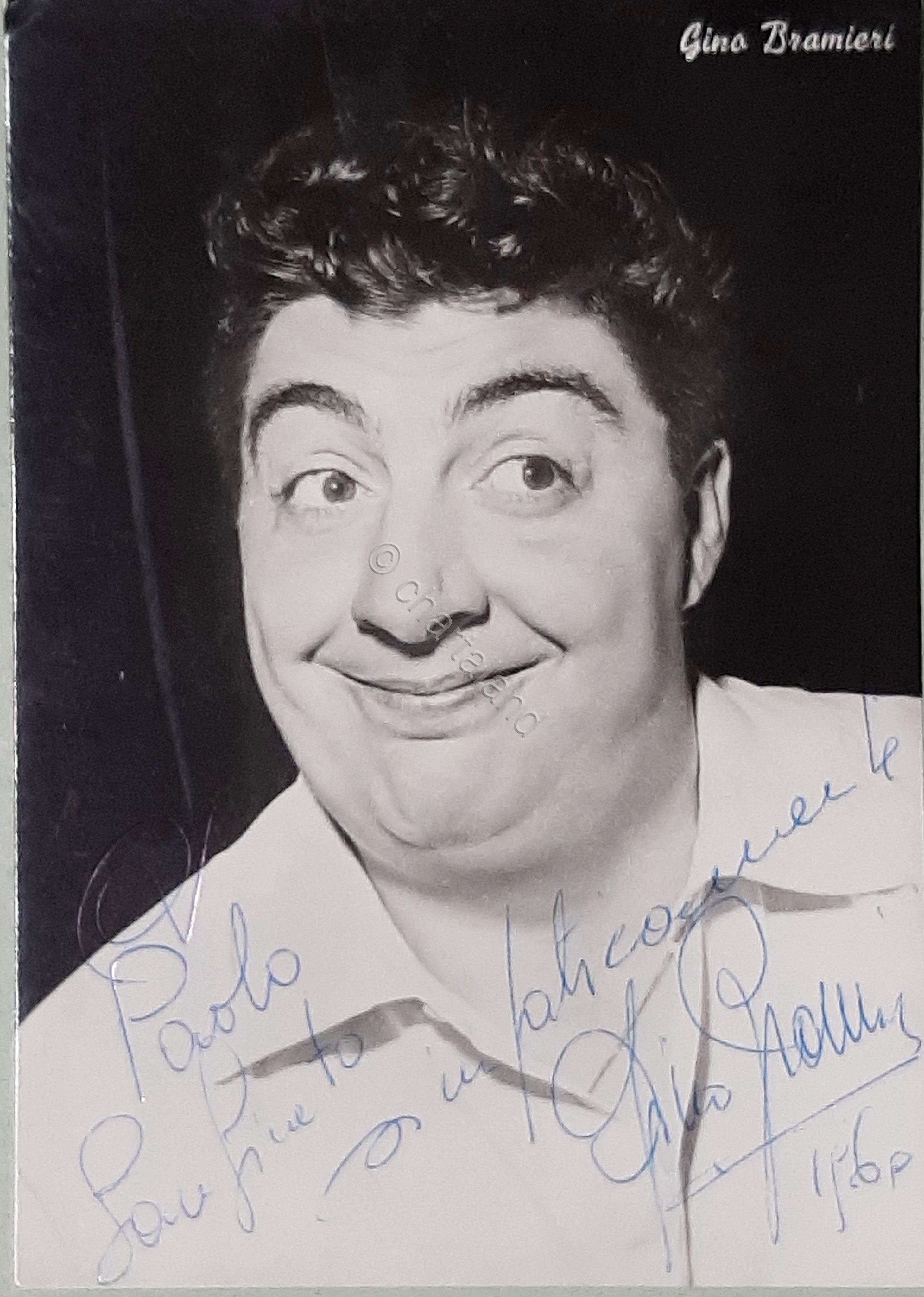 Autografo - Dedica su fotocartolina del attore, comico Gino Bramieri …