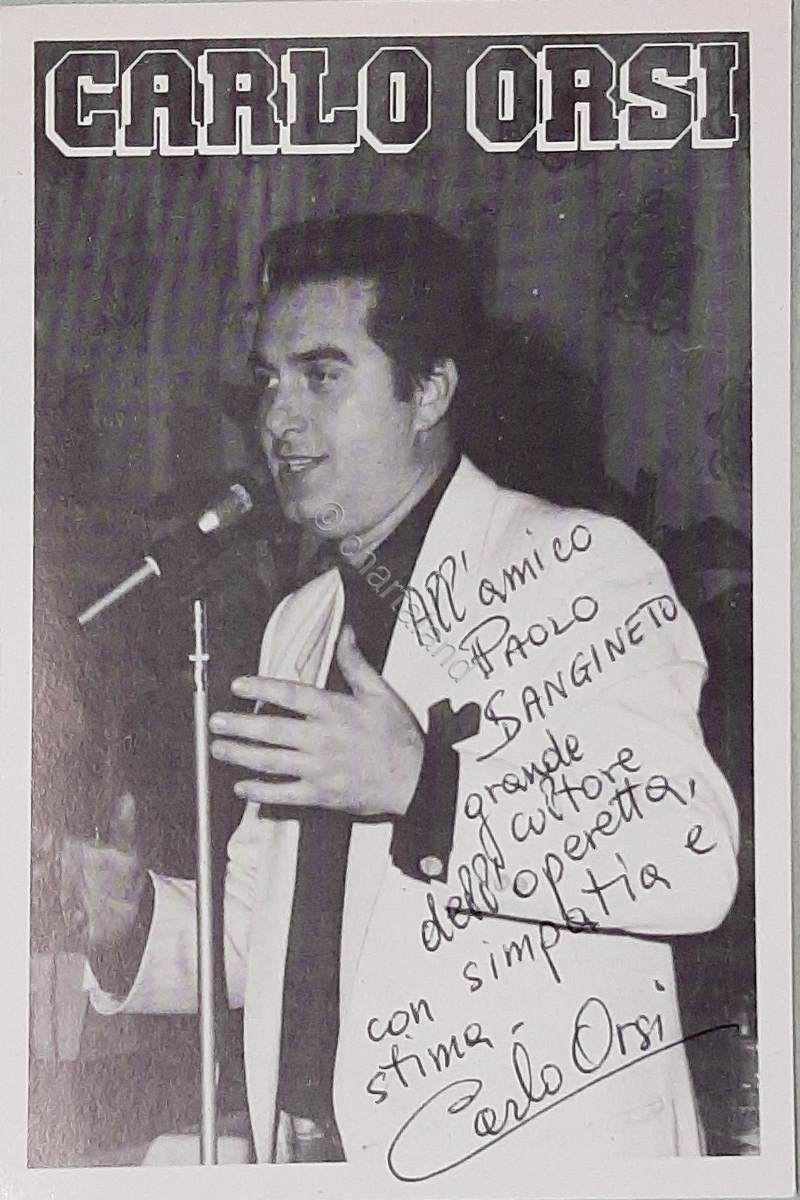 Autografo -Dedica su Fotocartolina del Artista Carlo Orsi - anni …
