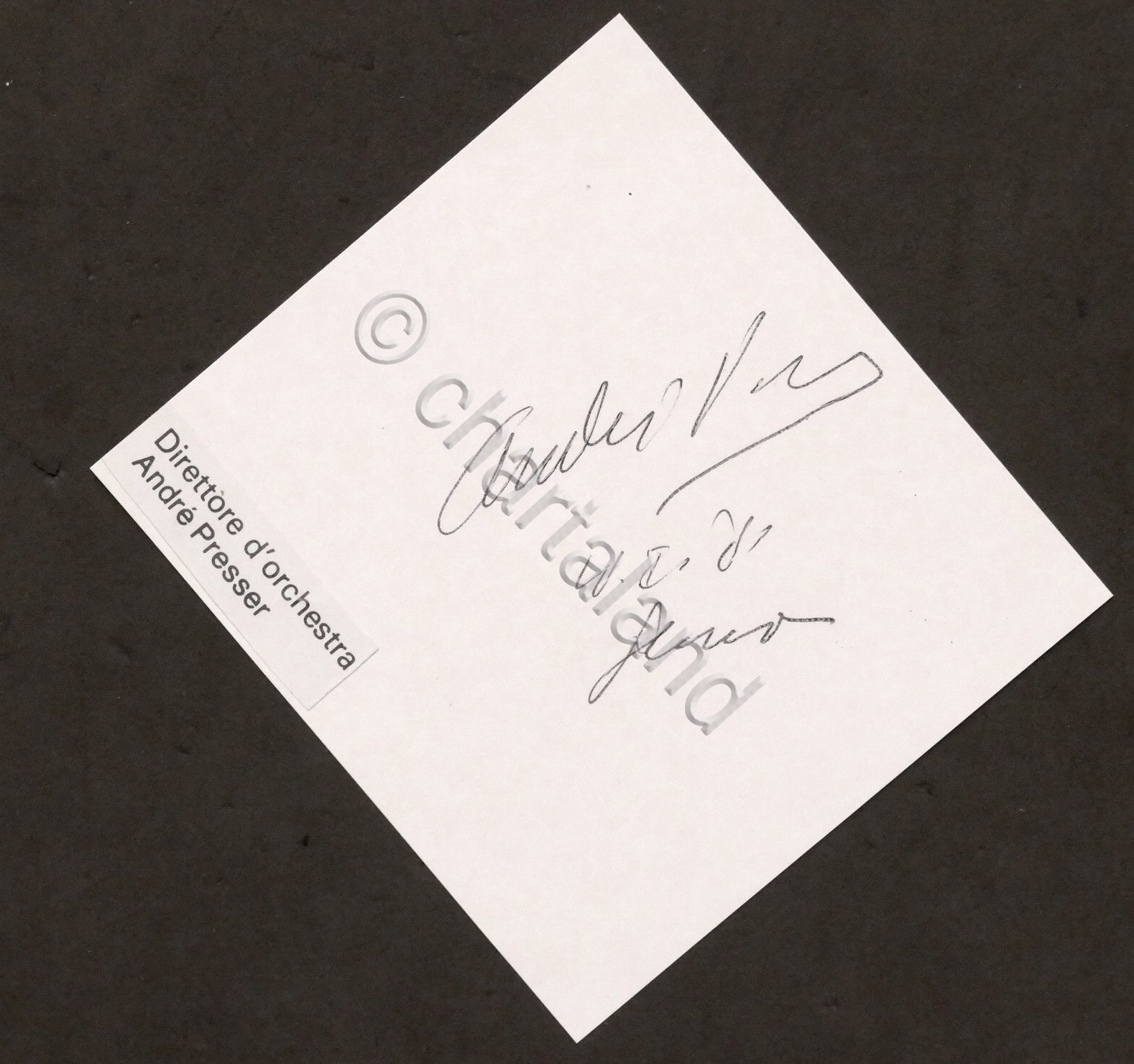 Autografo del direttore d'orchestra André Presser - anni '80