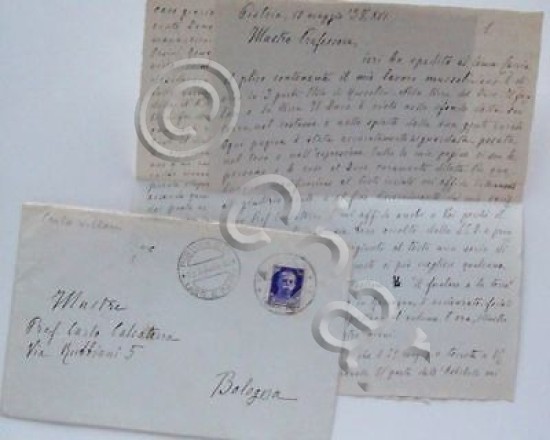 Autografo Lettera Carlo Villani libro Mussolini 1938