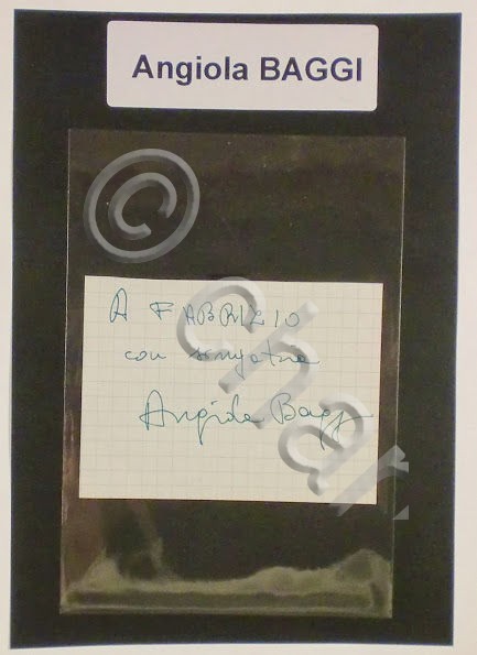 Autografo originale Angiola Baggi - foglietto - 1985 ca. 451