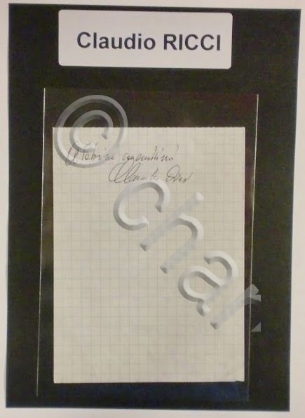Autografo originale Claudio Ricci - foglietto - 2012 ca. 194