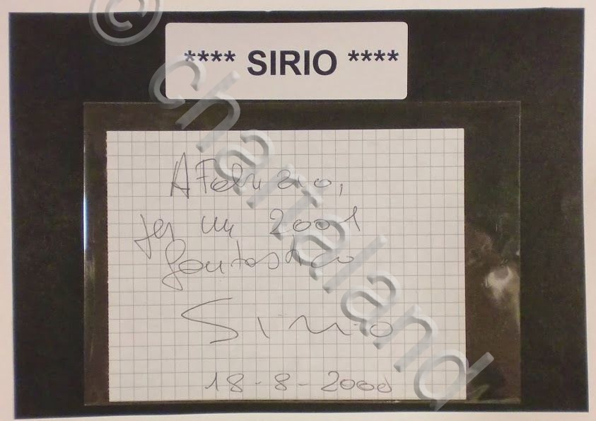 Autografo originale Sirio - foglietto - 2000 ca. 495