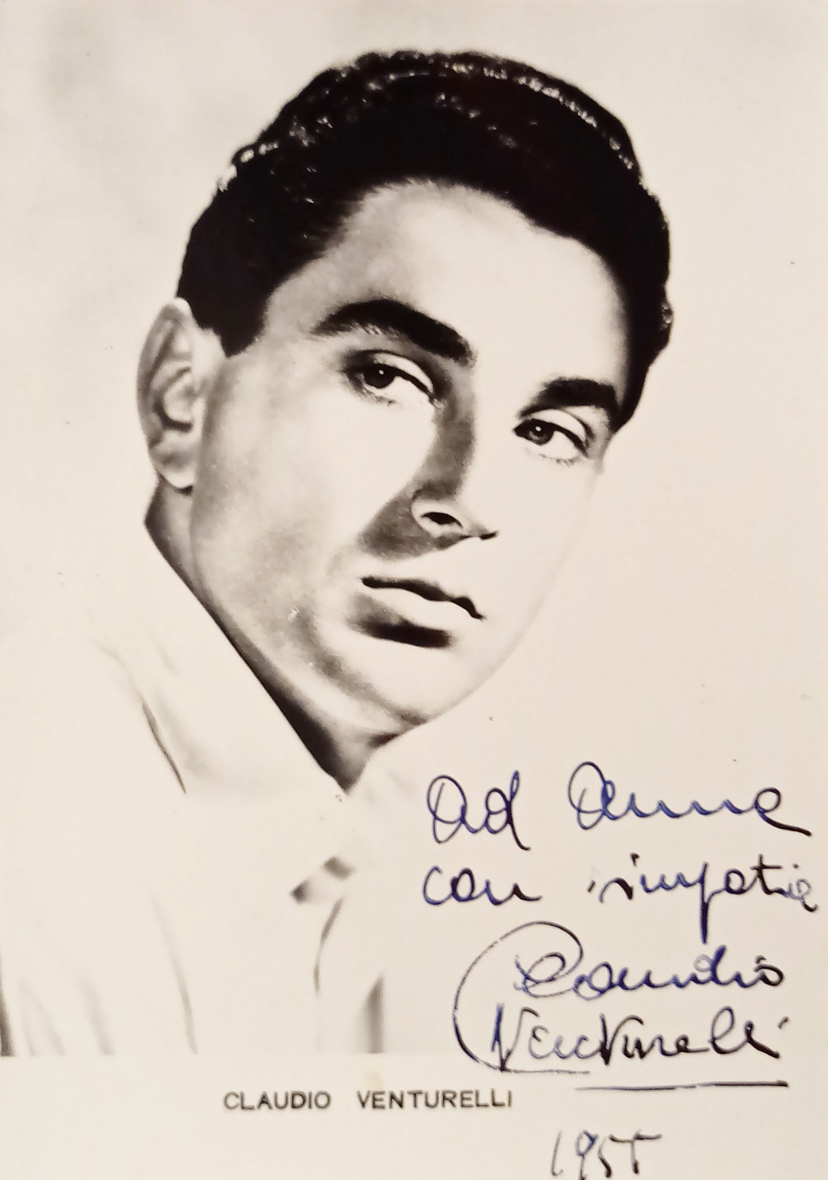 Autografo su Cartolina - Claudio Venturelli - Cantante - 1955
