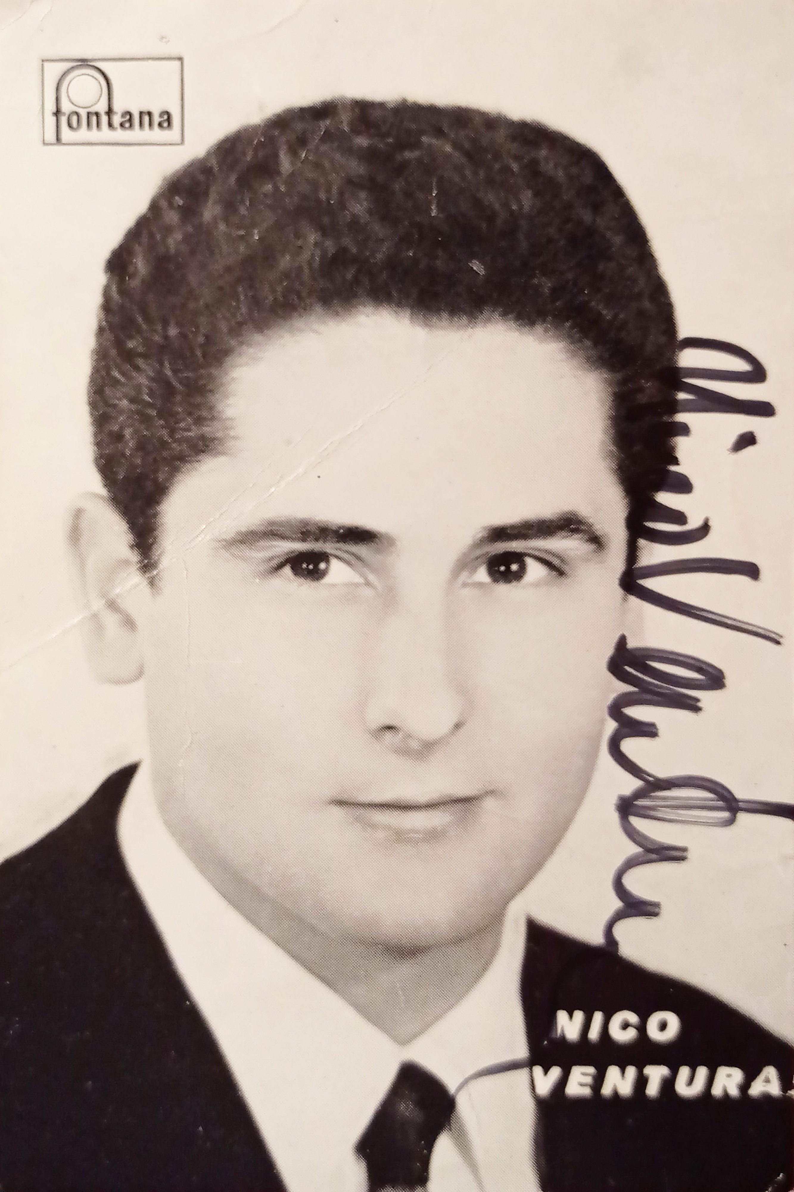 Autografo su Cartoncino Fotografico Fontana - Nico Ventura - Cantante …