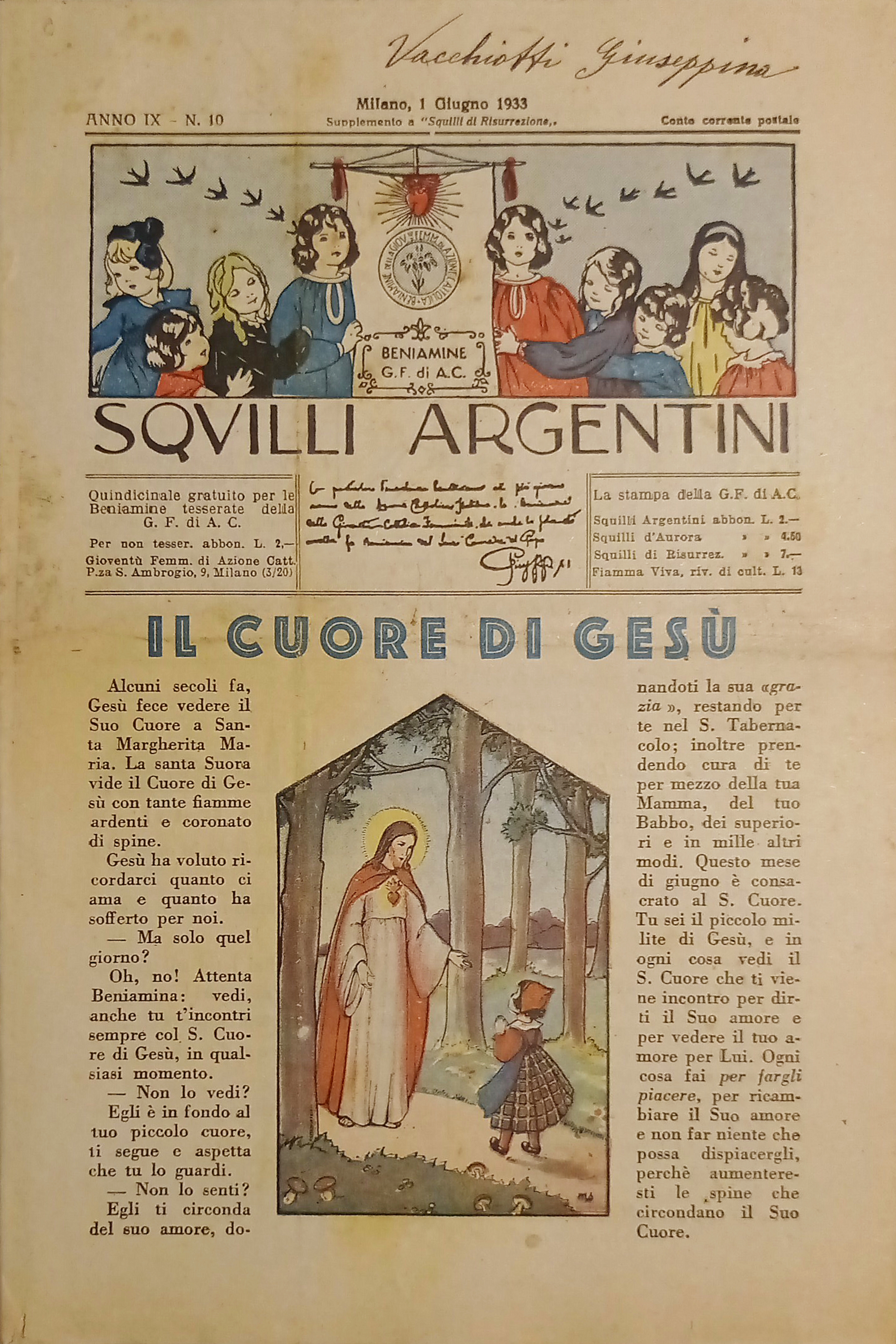 Azione Cattolica Milano - Squilli Argentini N. 10 - 1933 …