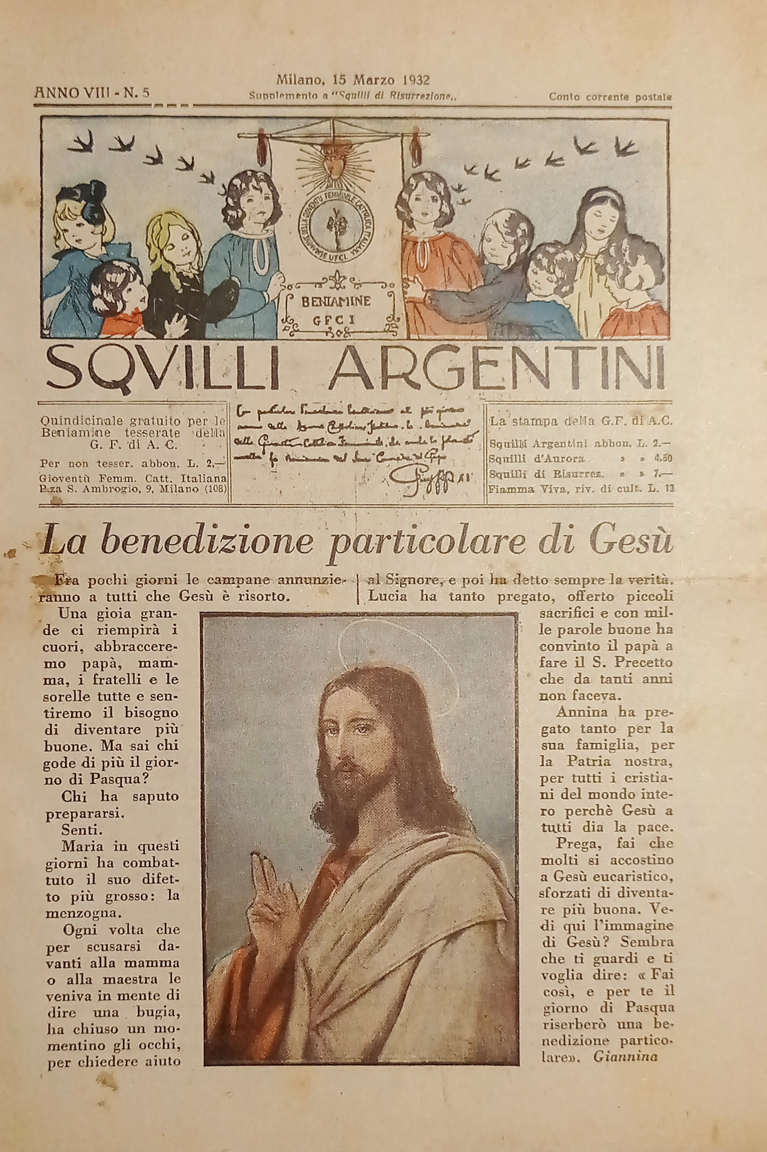 Azione Cattolica Milano - Squilli Argentini N. 5 - 1932 …