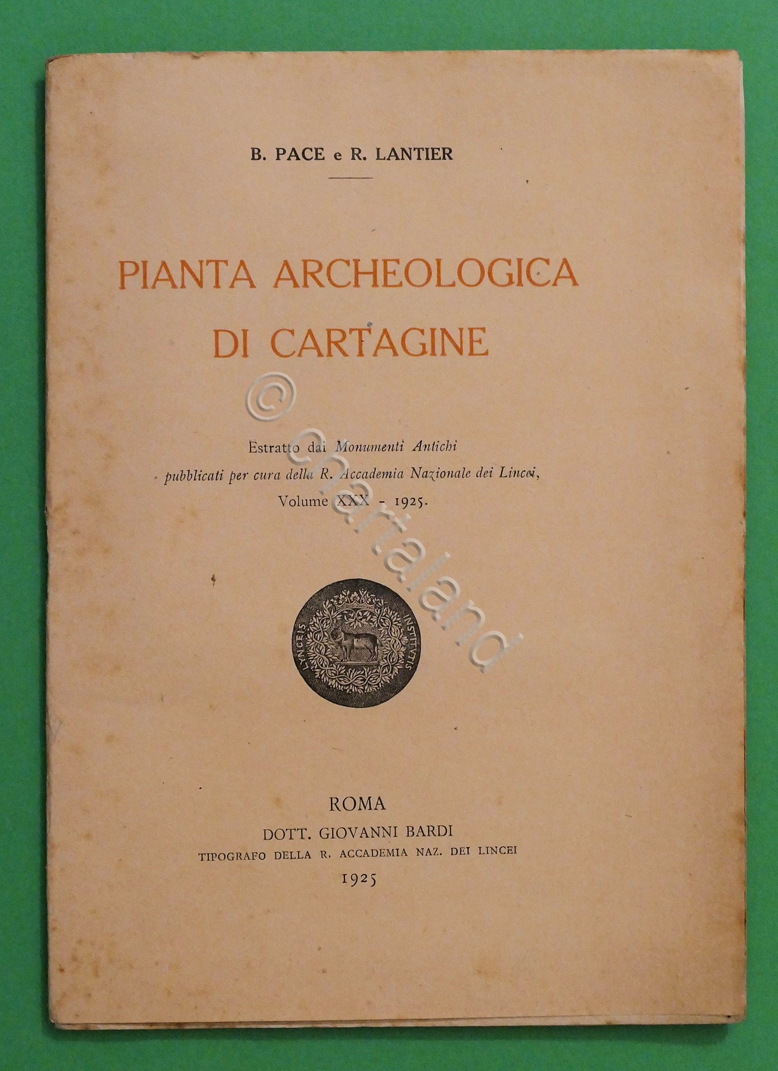 B. Pace e R. Lantier - Pianta archeologica di Cartagine …