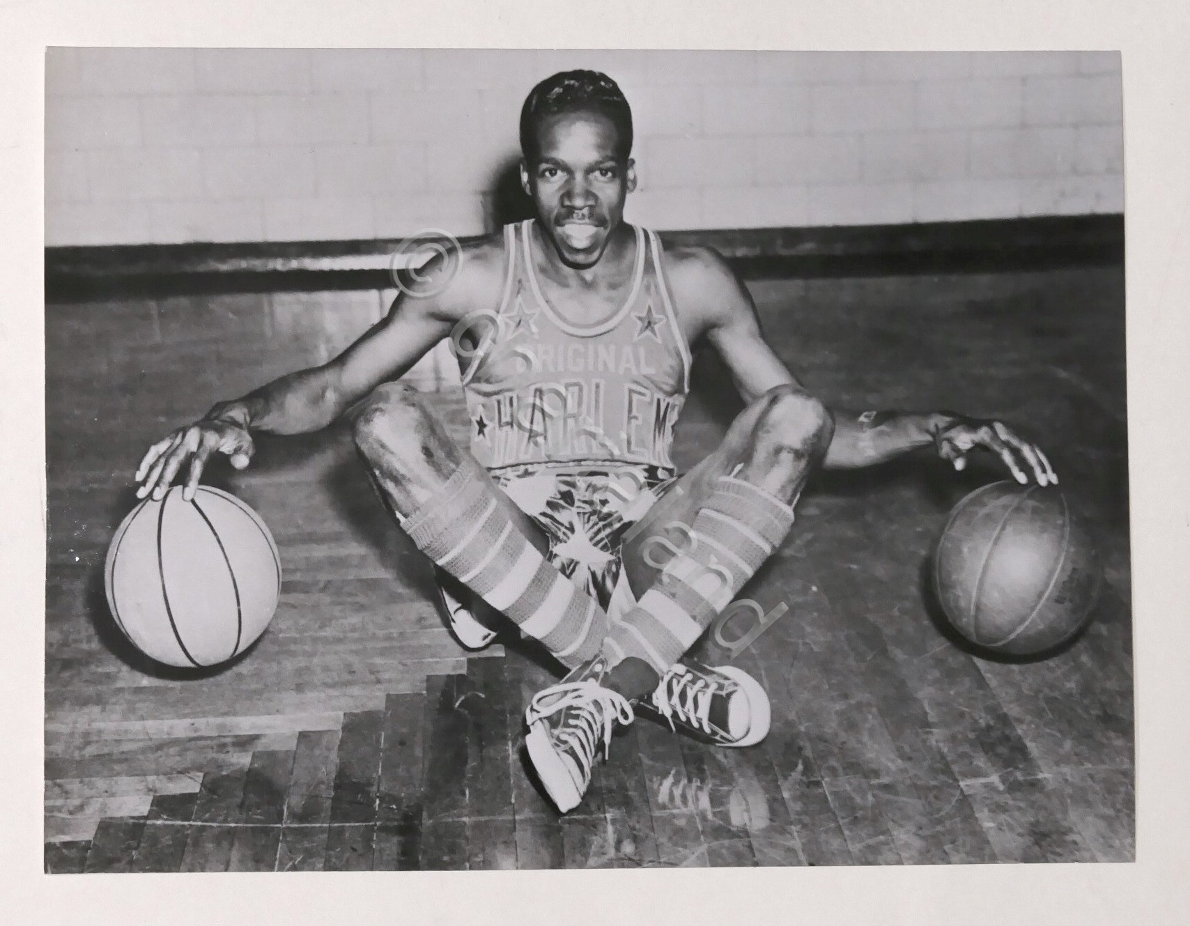 Basket Harlem Globetrotters Fotografia giocatore Leon Hillard - anni '50