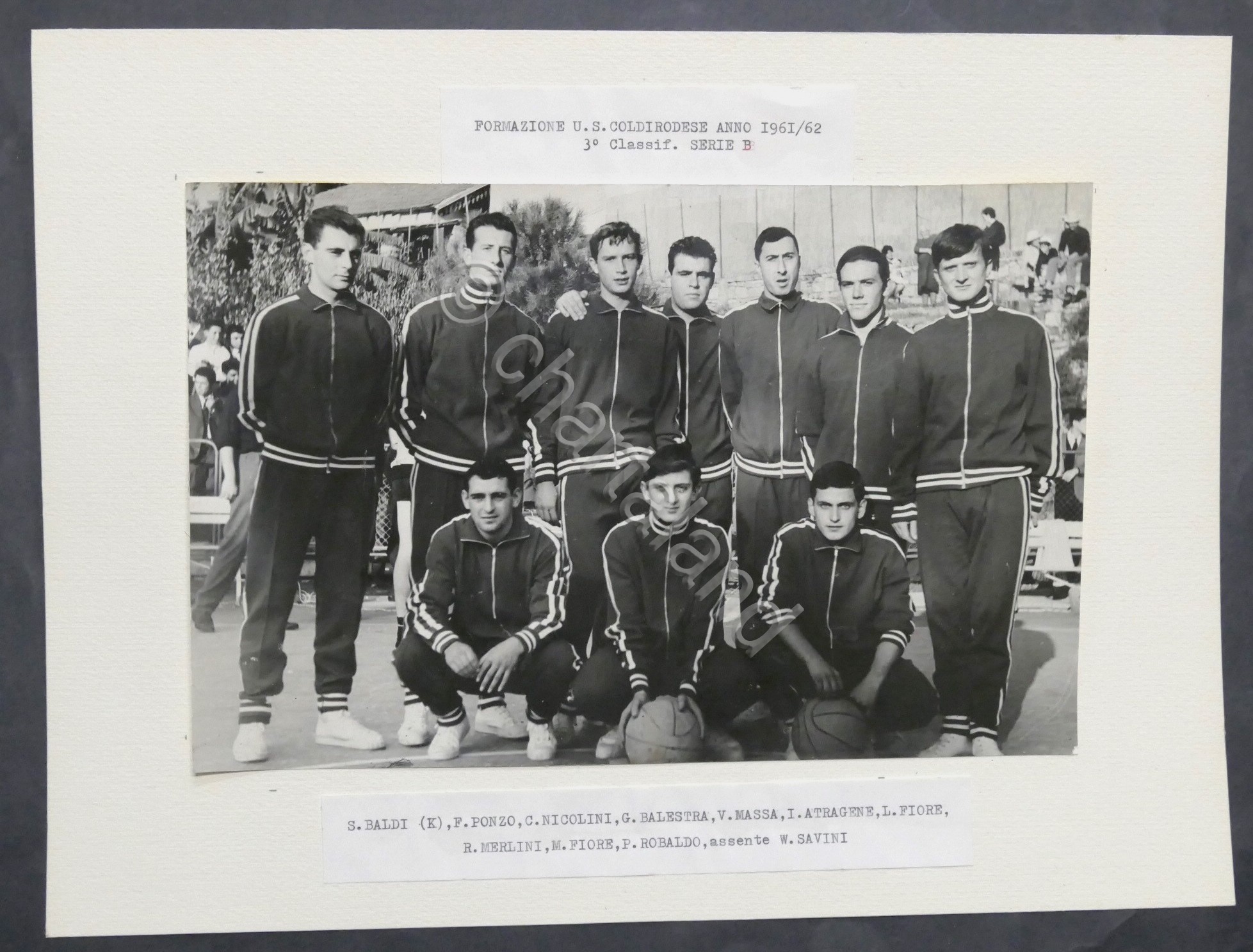 Basket Pallacanestro - Fotografia Formazione U.S. Coldirodese - Anno 1961-1962