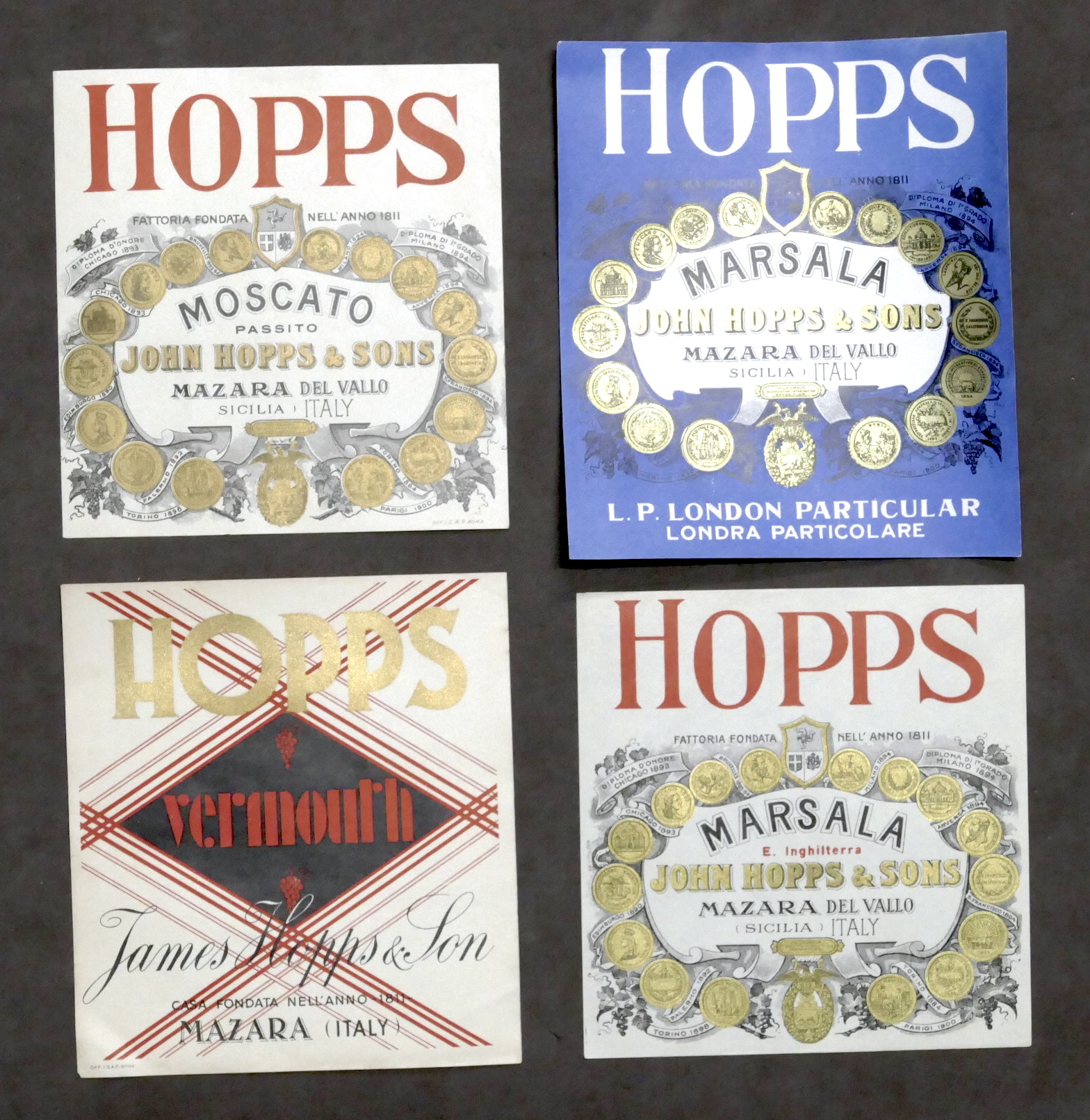 Bevande - Lotto 4 pubblicità John Hopps - Marsala Moscato …