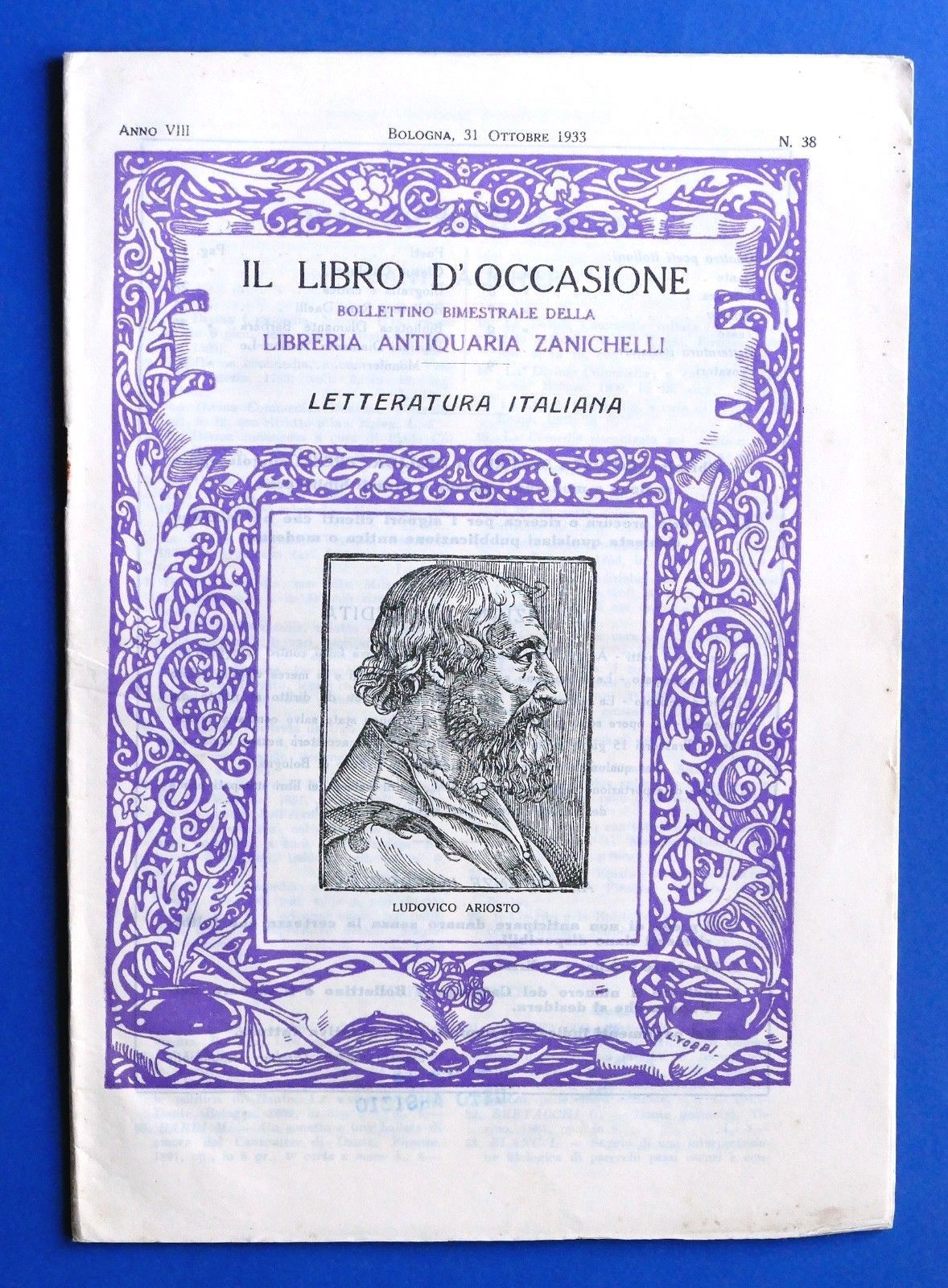 Bibliografia - Catalogo Libreria Antiquaria Zanichelli - Anno VIII N° …