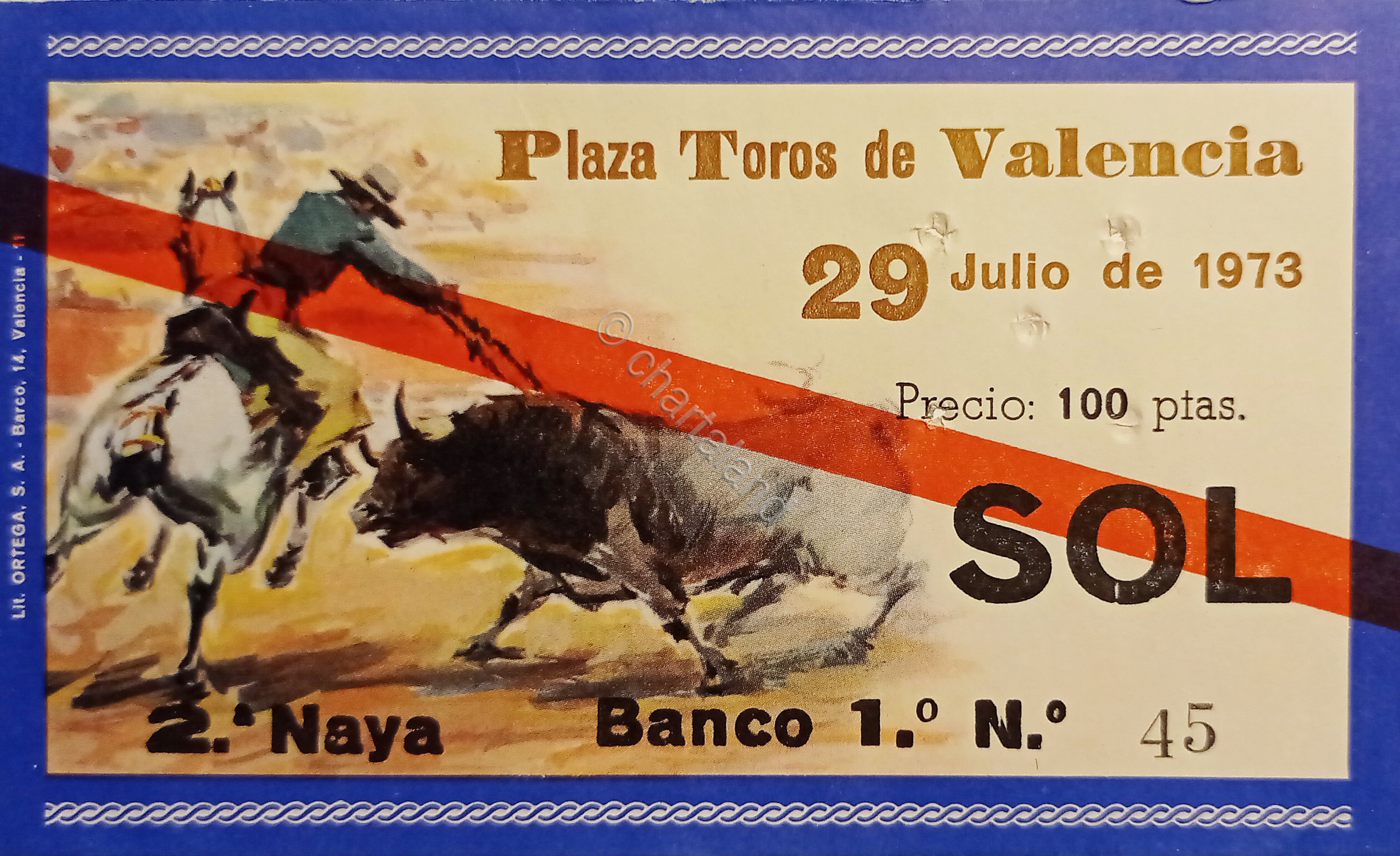 Biglietto Corrida - Plaza Toros de Valencia - 29 Julio …
