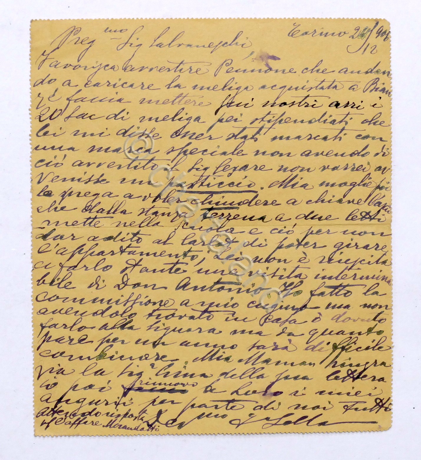 Biglietto postale con Autografo di Federico Sella (Famiglia Sella) - …