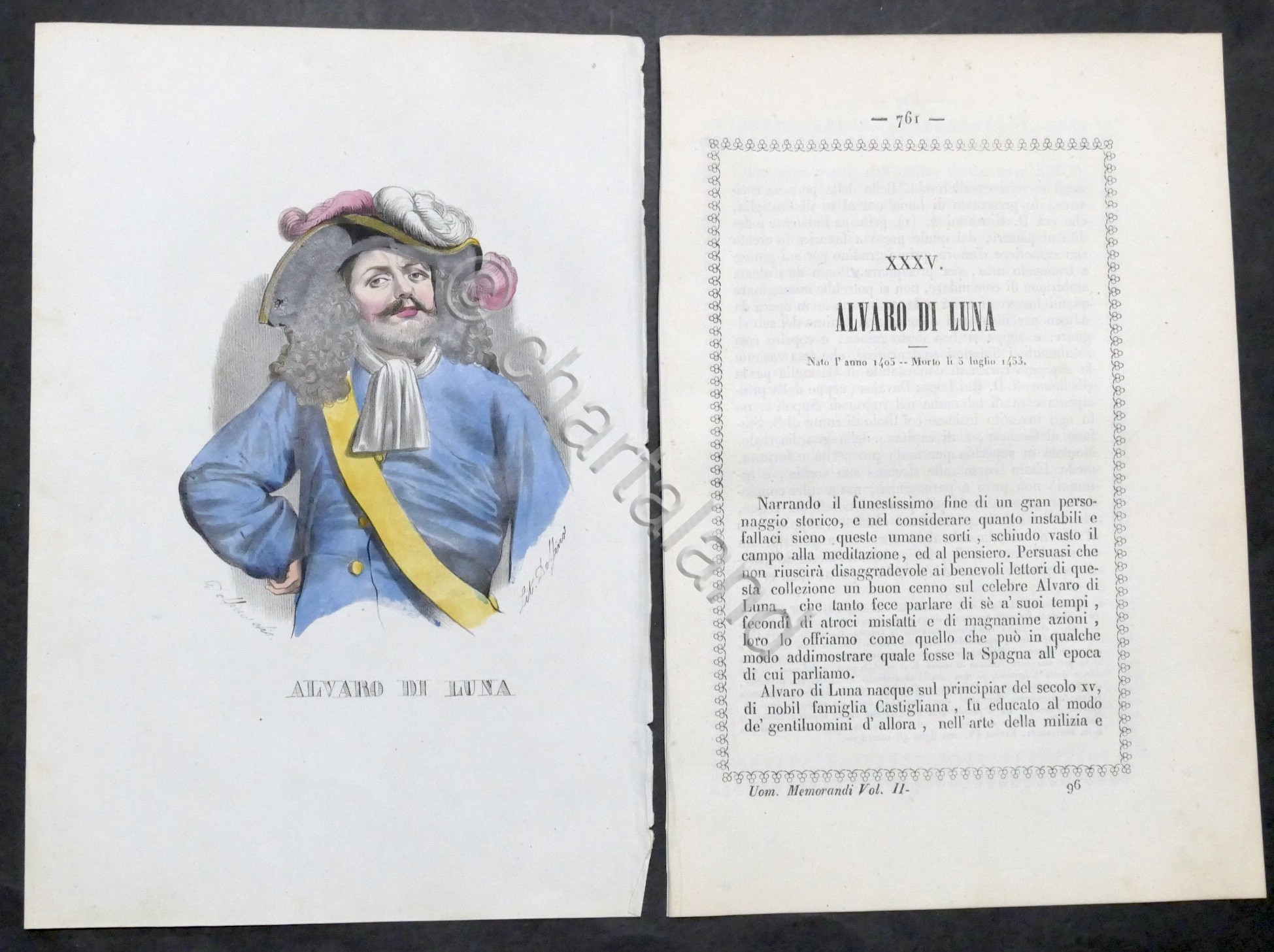 Biografia e stampa di Alvaro di Luna - 1843