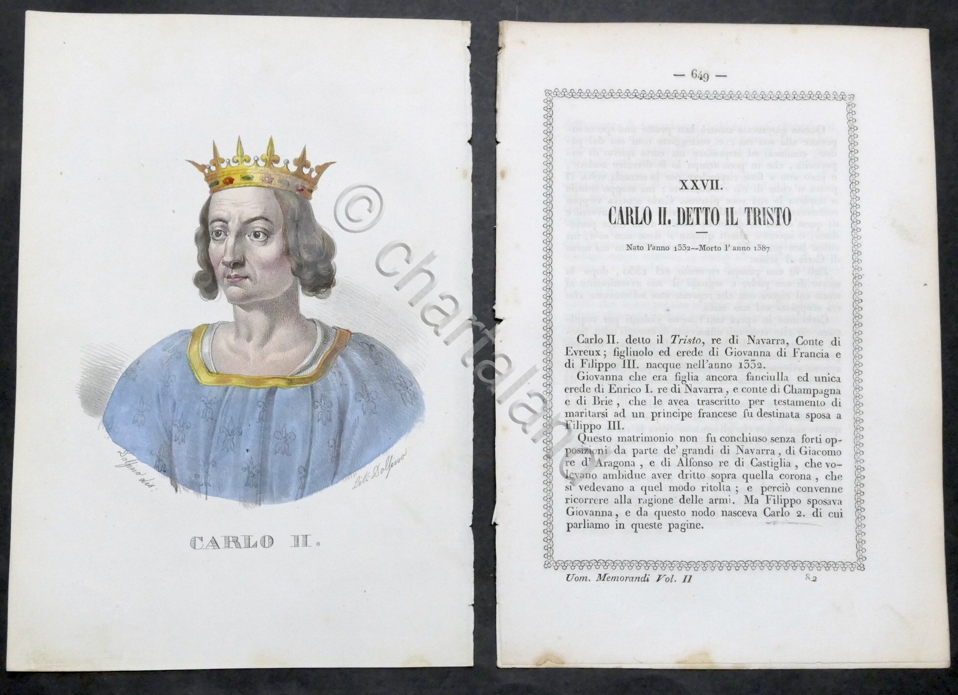 Biografia e stampa di Carlo II detto il tristo Re …