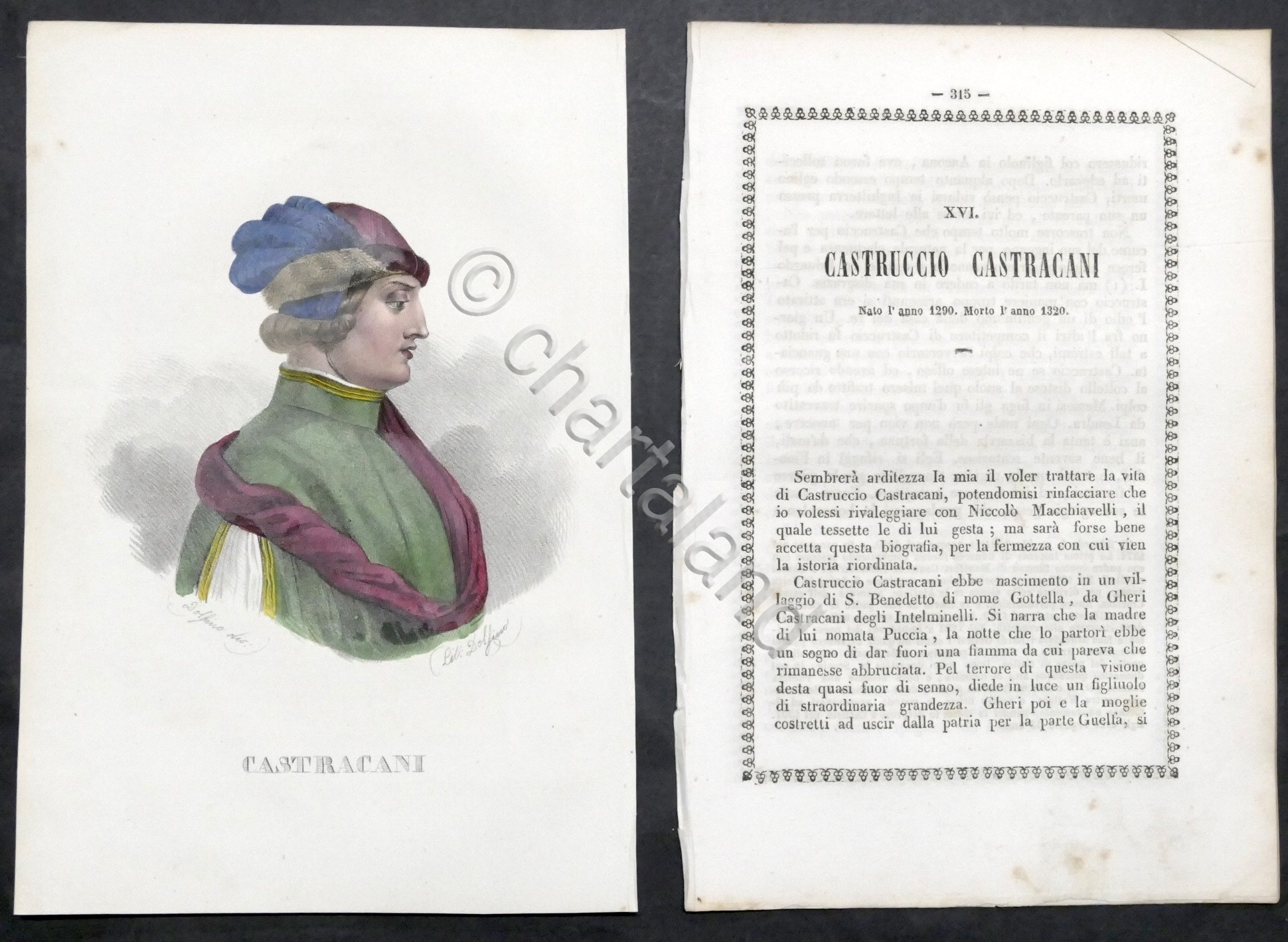 Biografia e stampa di Castruccio Castracani - 1842