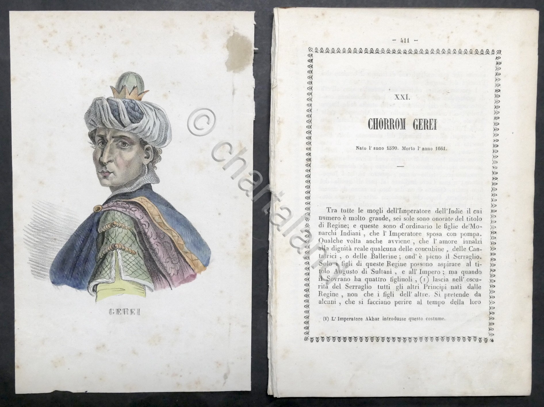 Biografia e stampa di Chorrom Gerei - 1843