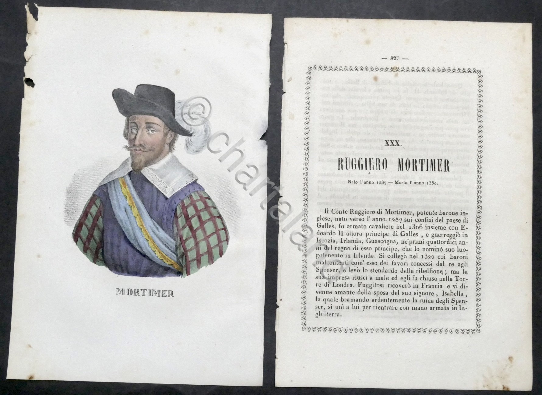 Biografia e stampa di Conte Ruggiero Mortimer barone inglese - …
