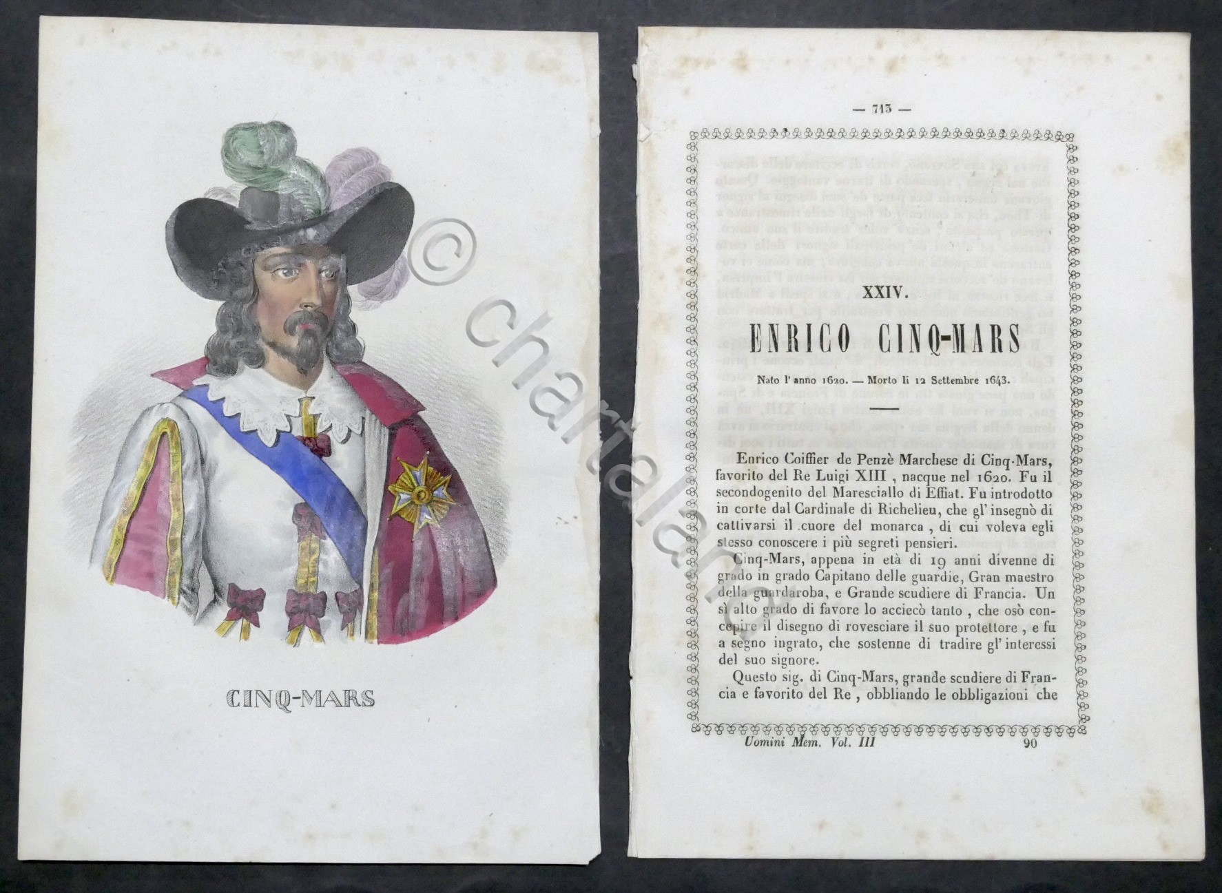 Biografia e stampa di Enrico Coiffier de Penzè Marchese di …