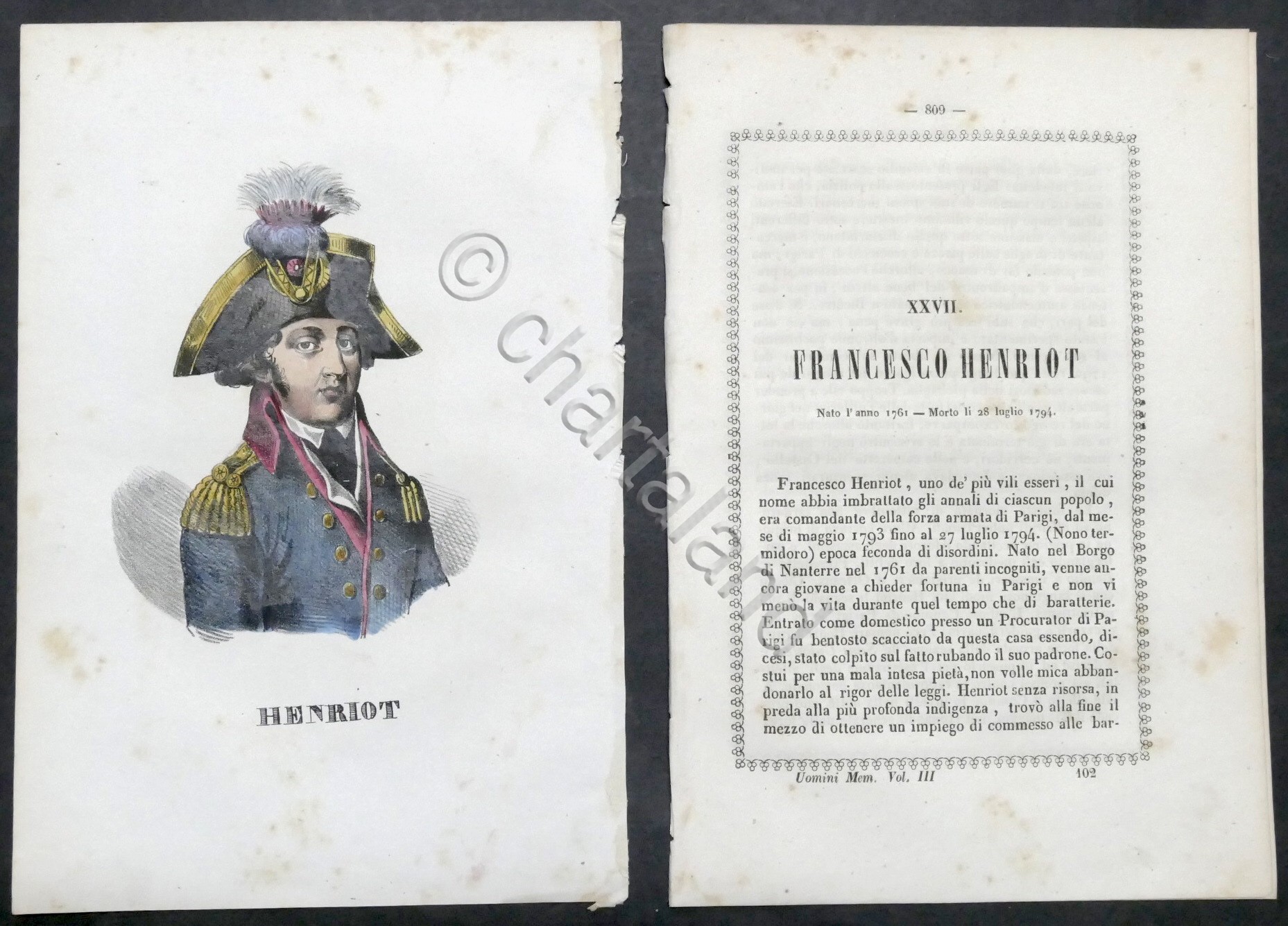 Biografia e stampa di Francesco Henriot comandante forza armata di …