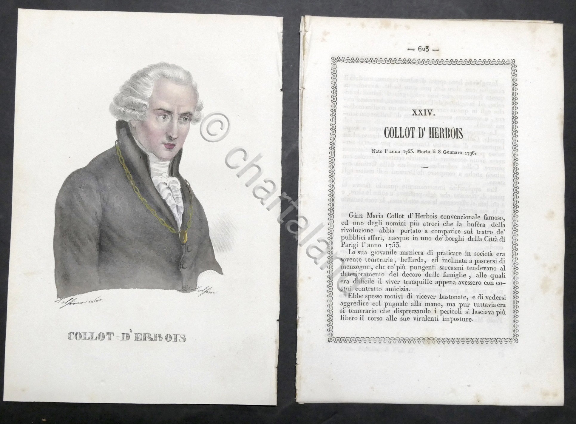Biografia e stampa di Gian Maria Collot d'Herbois - 1843