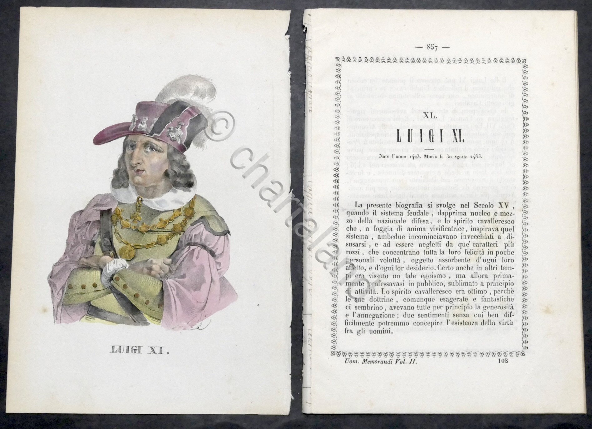 Biografia e stampa di Luigi XI di Francia - 1843