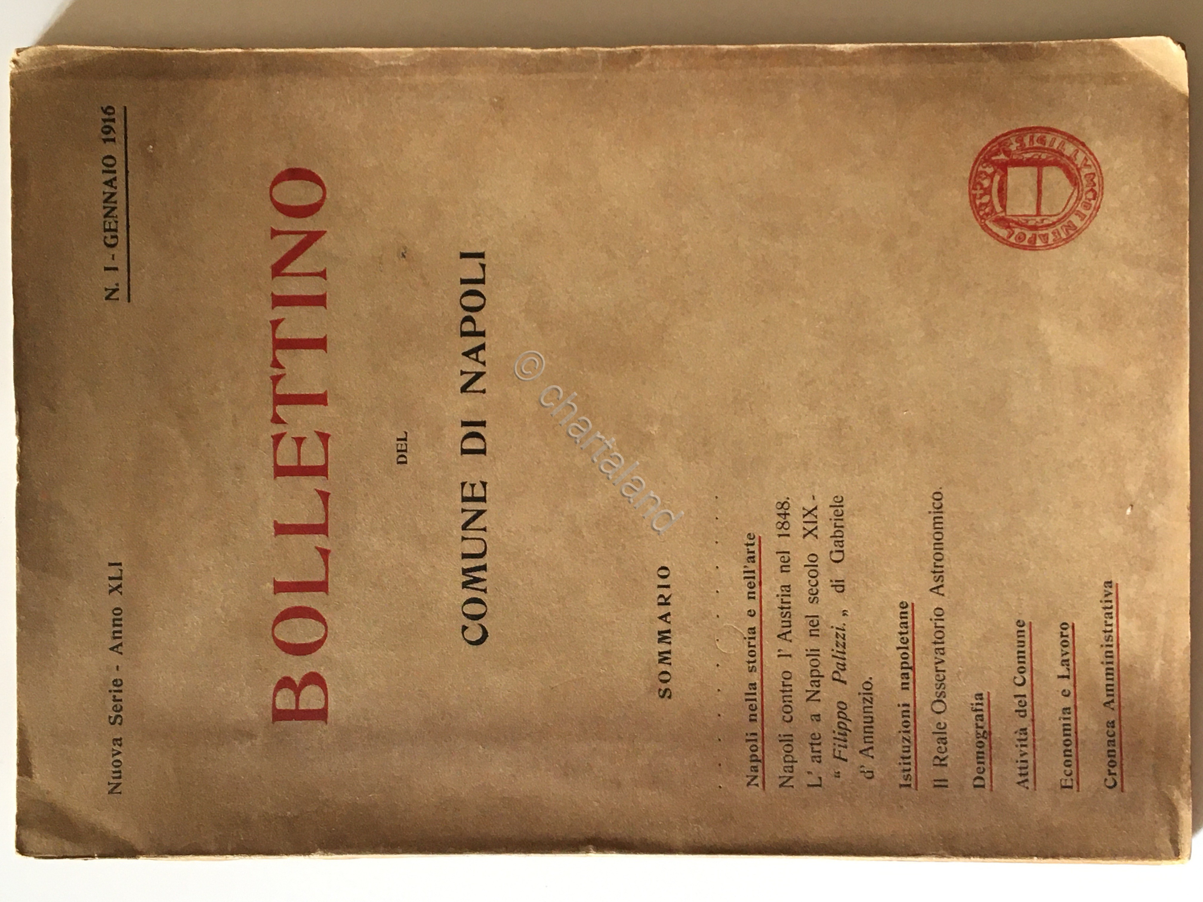 Bollettino del Comune di Napoli - N. 1 - Gennaio …