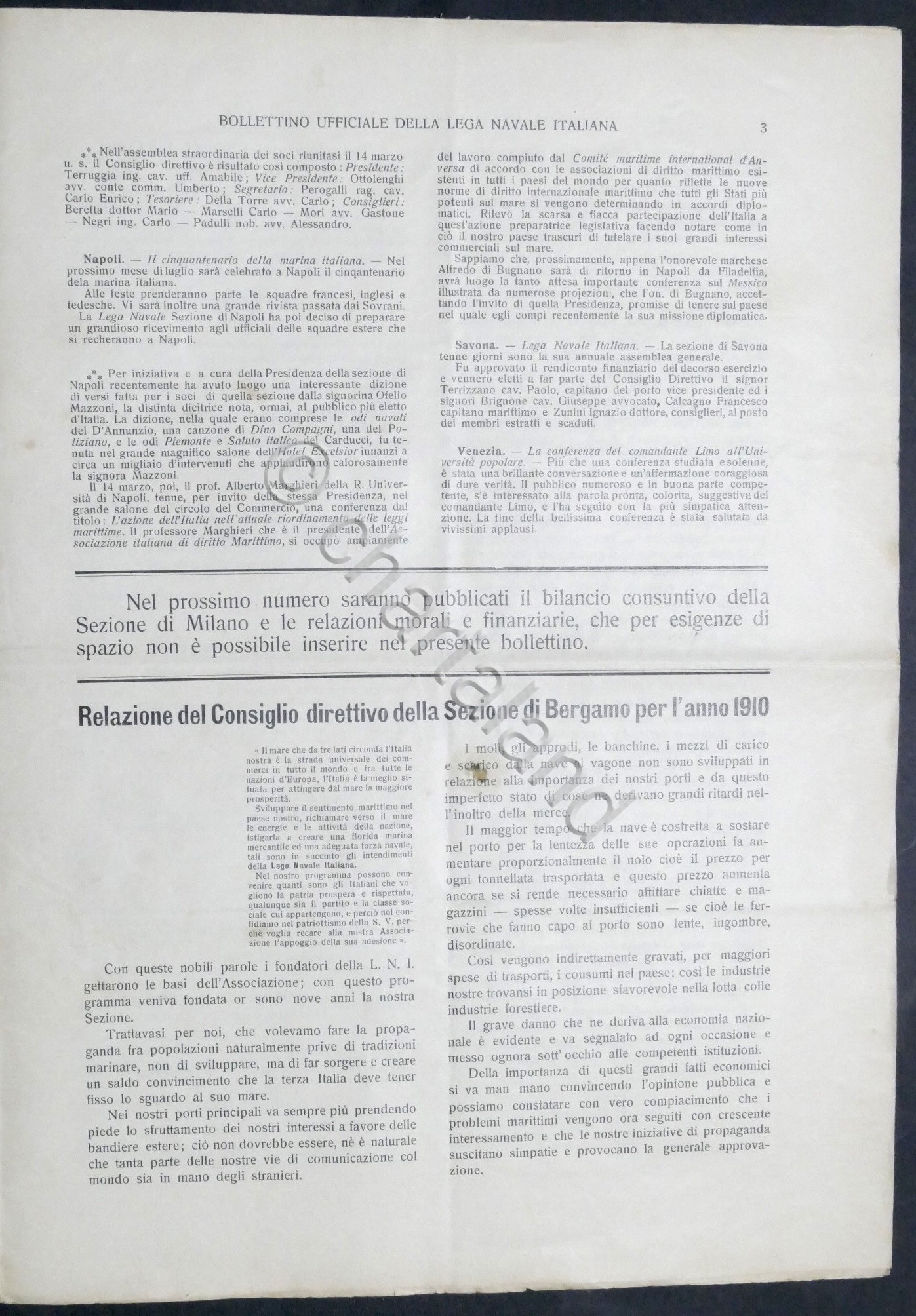 Bollettino Ufficiale della Lega Navale Italiana - Secondo Trimestre 1911