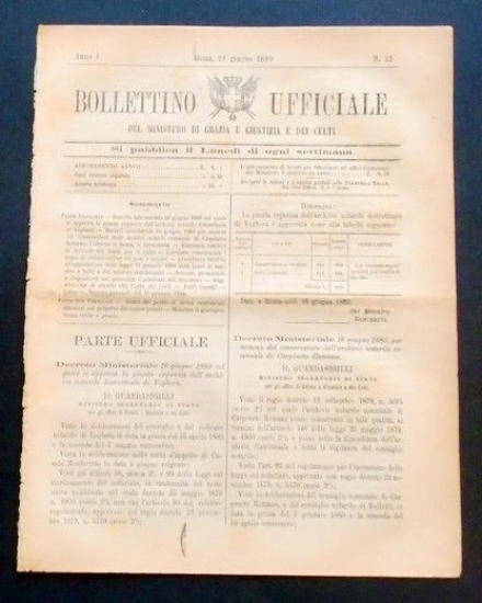 Bollettino Ufficiale Ministero Grazia Giustizia Culti - Anno I - …