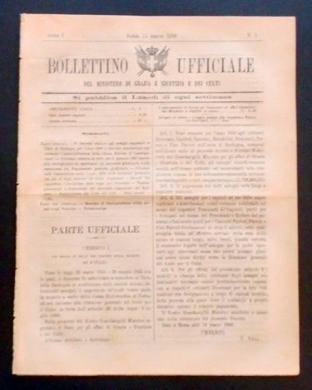 Bollettino Ufficiale Ministero Grazia Giustizia Culti - Anno I - …