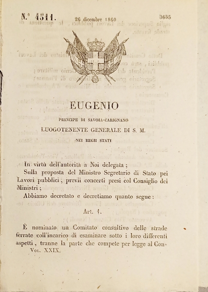 Decreto Eugenio - È nominato un Comitato consultivo delle Ferrovie …