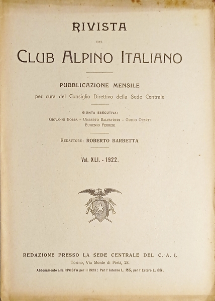 Rivista Mensile del Club Alpino Italiano - Vol. XLI - …