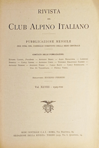 Rivista Mensile del Club Alpino Italiano - Vol. XLVIII - …