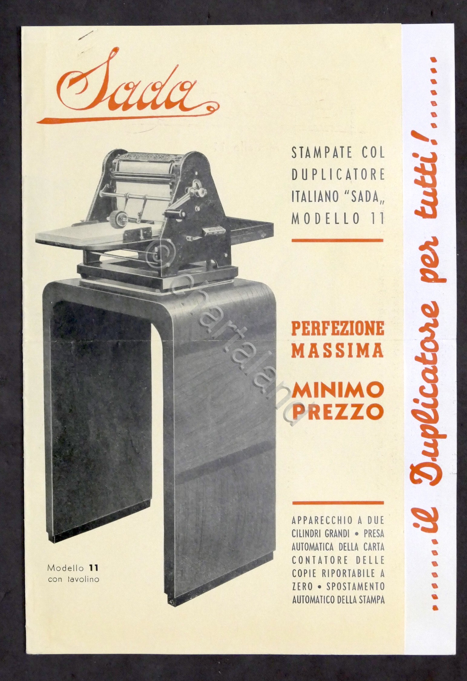 Brochure - Sada - Apparecchio Duplicatore modello 11 - anni …