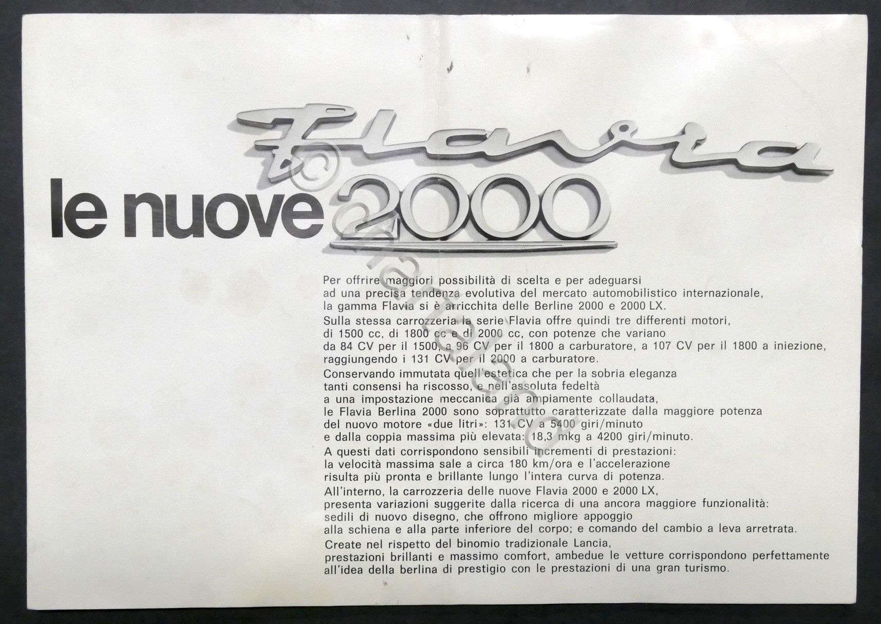 Brochure automobile Lancia Flavia: le nuove 2000 - 1968 ca.