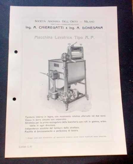 Brochure Cucina - Chieregatti - Macchina Lavatrice Tipo A. F.