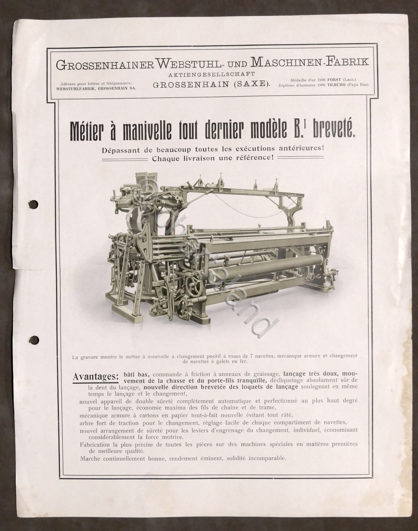 Brochure Industria Tessile - Grossenhainer Webstuhl Frabrik - anni '20