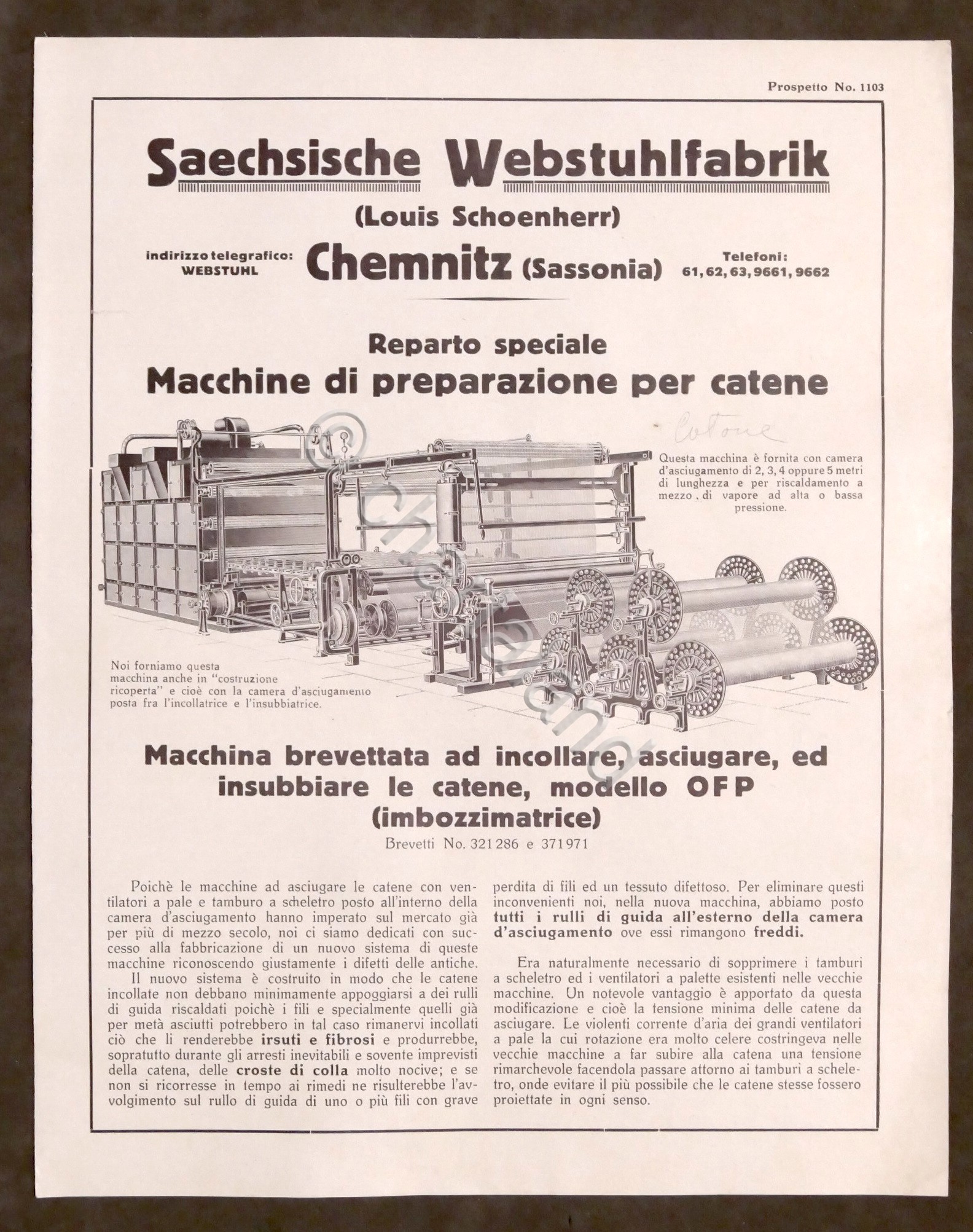 Brochure Industria Tessile - Saechsische Webstuhlfabrik - anni '20