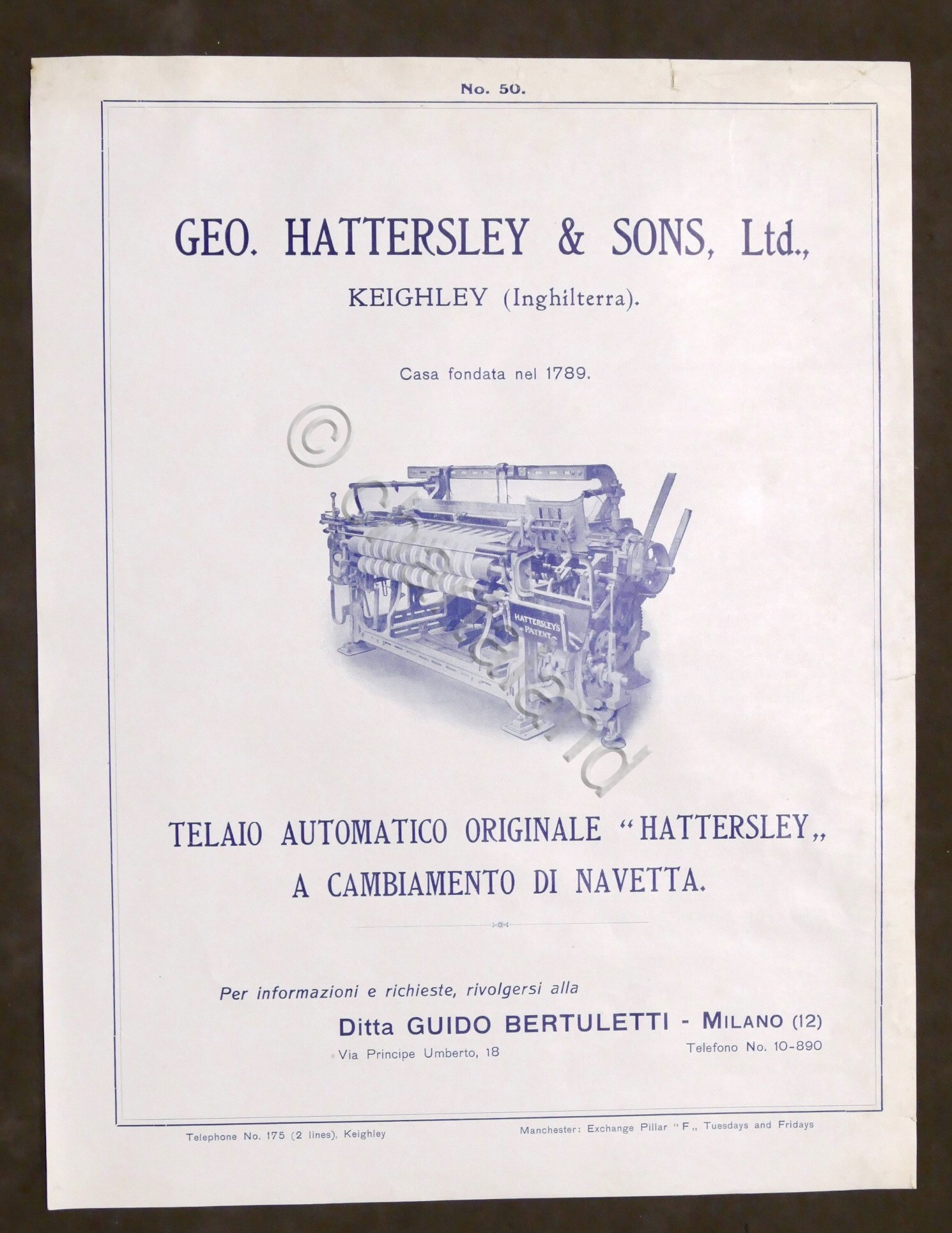 Brochure Industria Tessile - Telaio Automatico - Hattersley - Keighley …