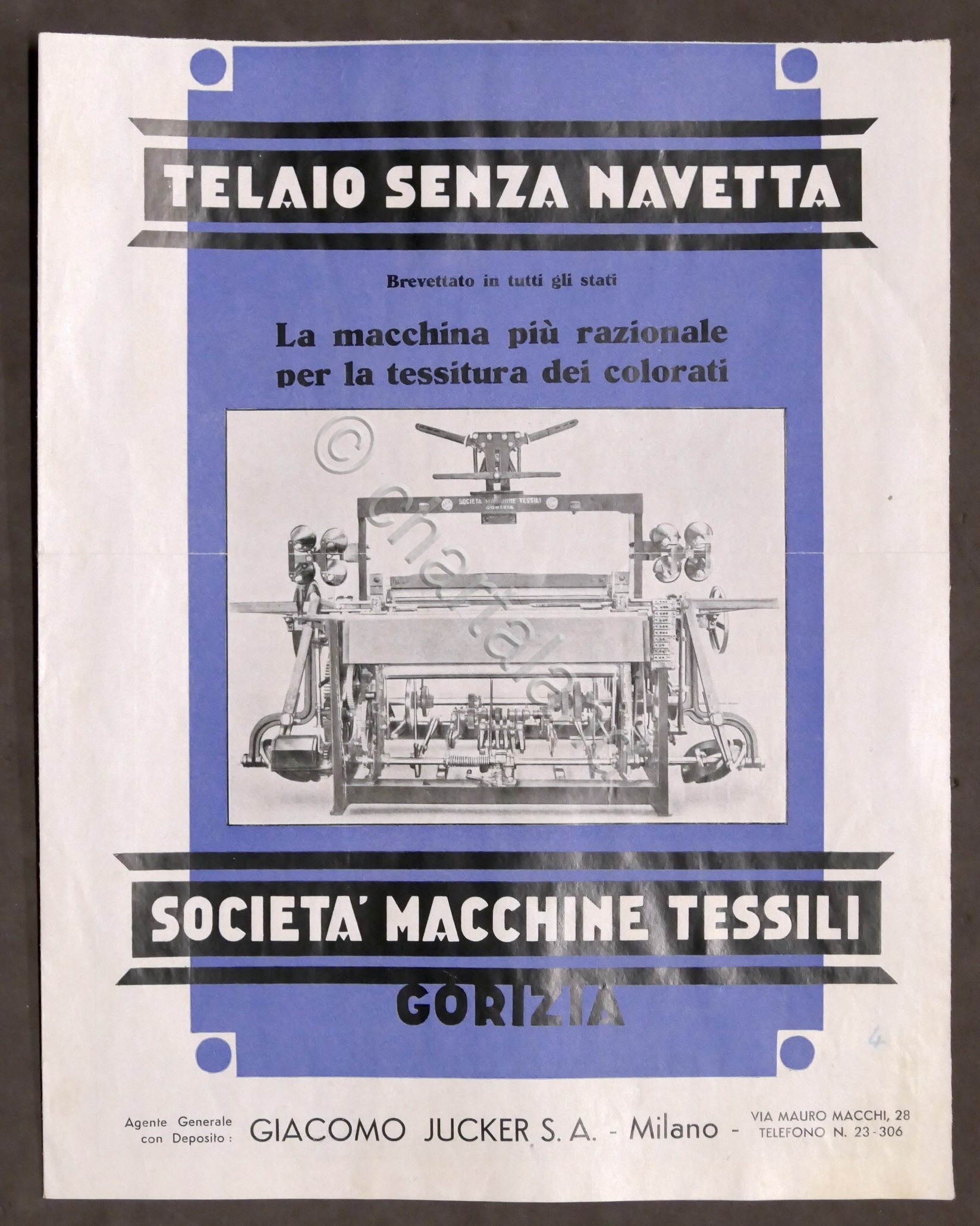Brochure Industria Tessile - Telaio senza navetta Soc. Macchine Tessili …