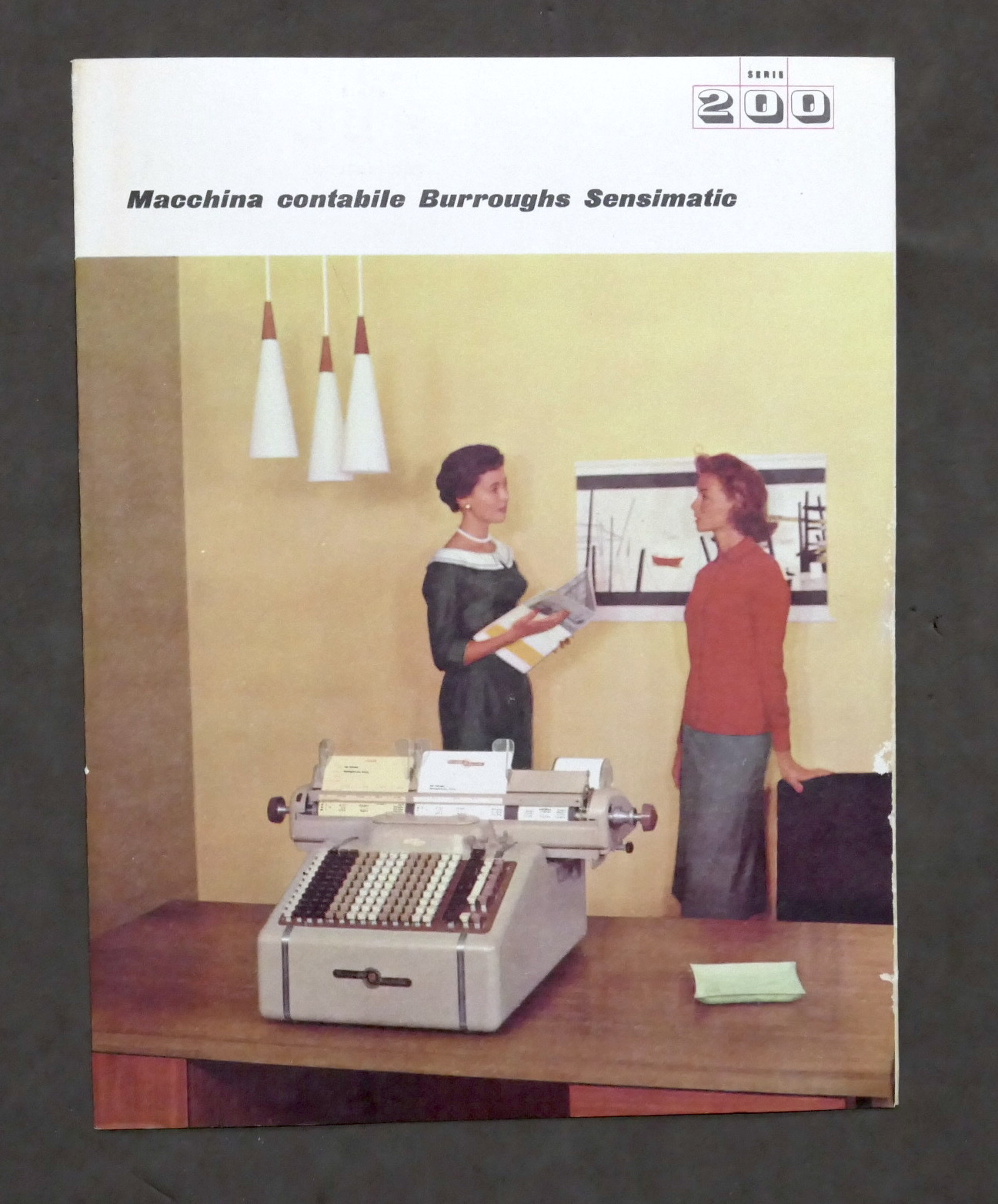 Brochure macchina contabile Burroughs Sensimatic serie 200 - anni '50