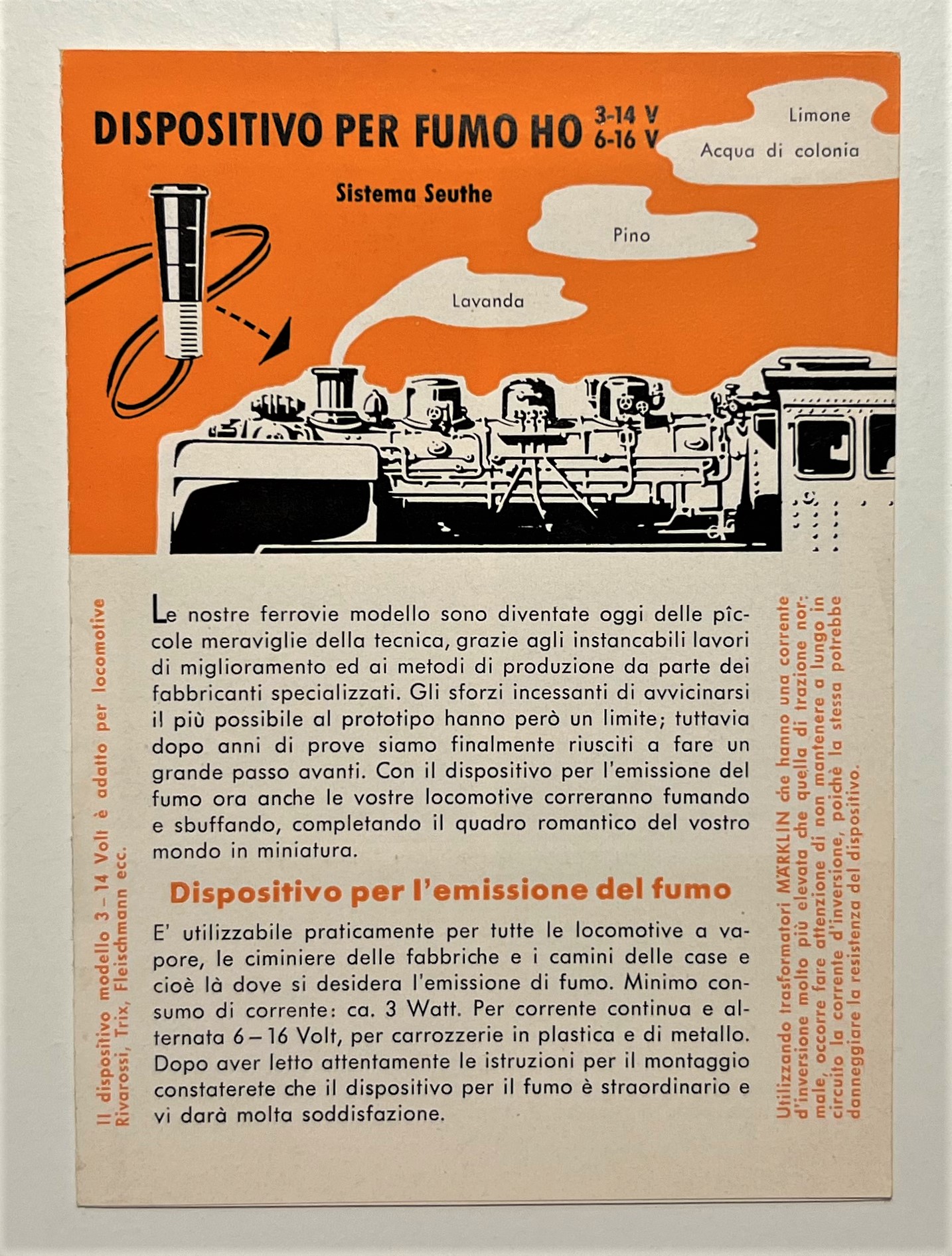 Brochure Modellismo Ferroviario - Dispositivo per Fumo HO 3-14V / …