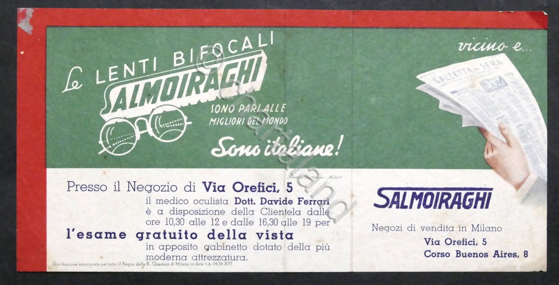 Brochure Occhiali Salmoiraghi: le lenti bifocali - 1938 ca.