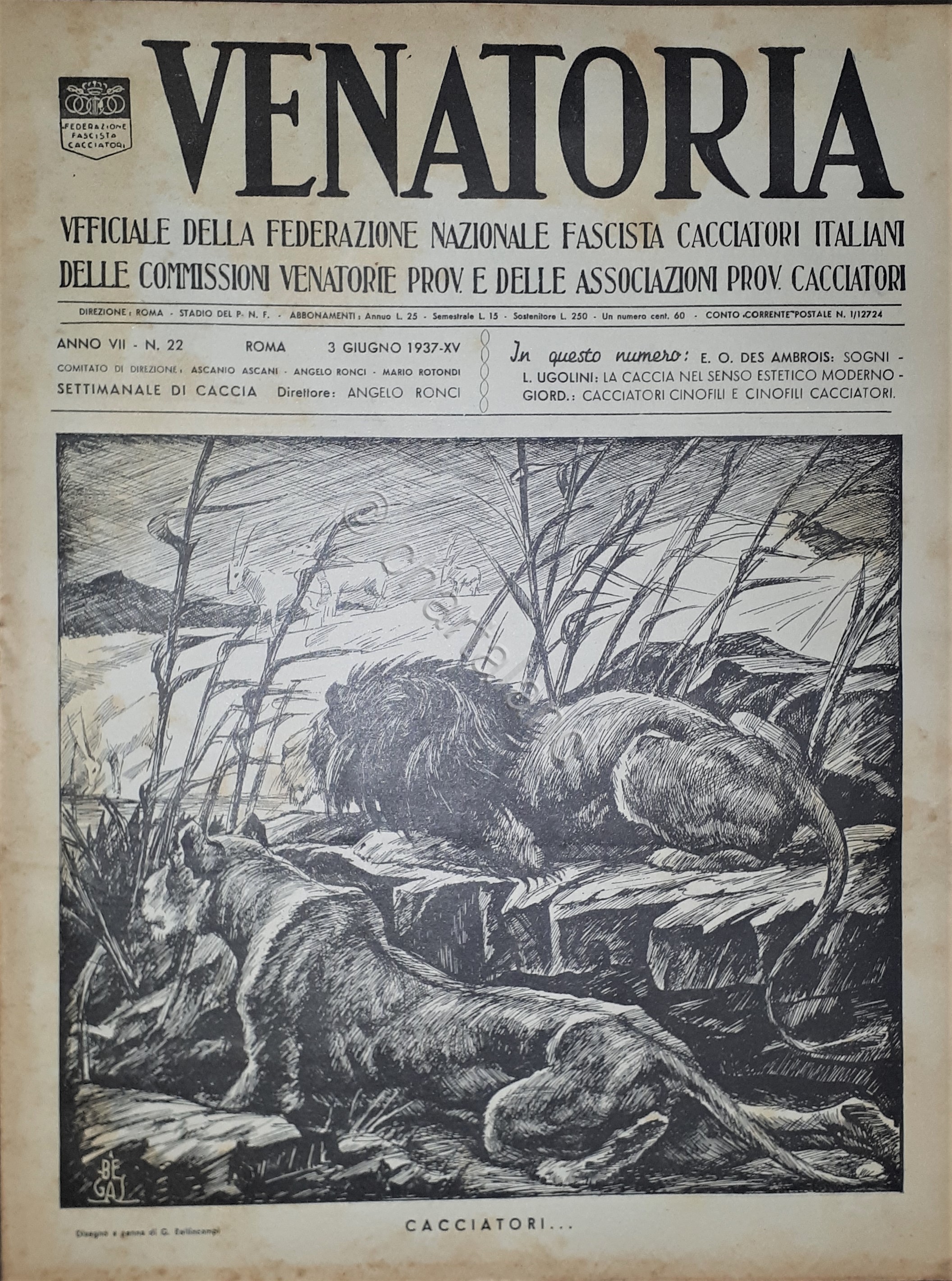 Caccia Rivista - Venatoria N. 22 - Cacciatori... - 1937